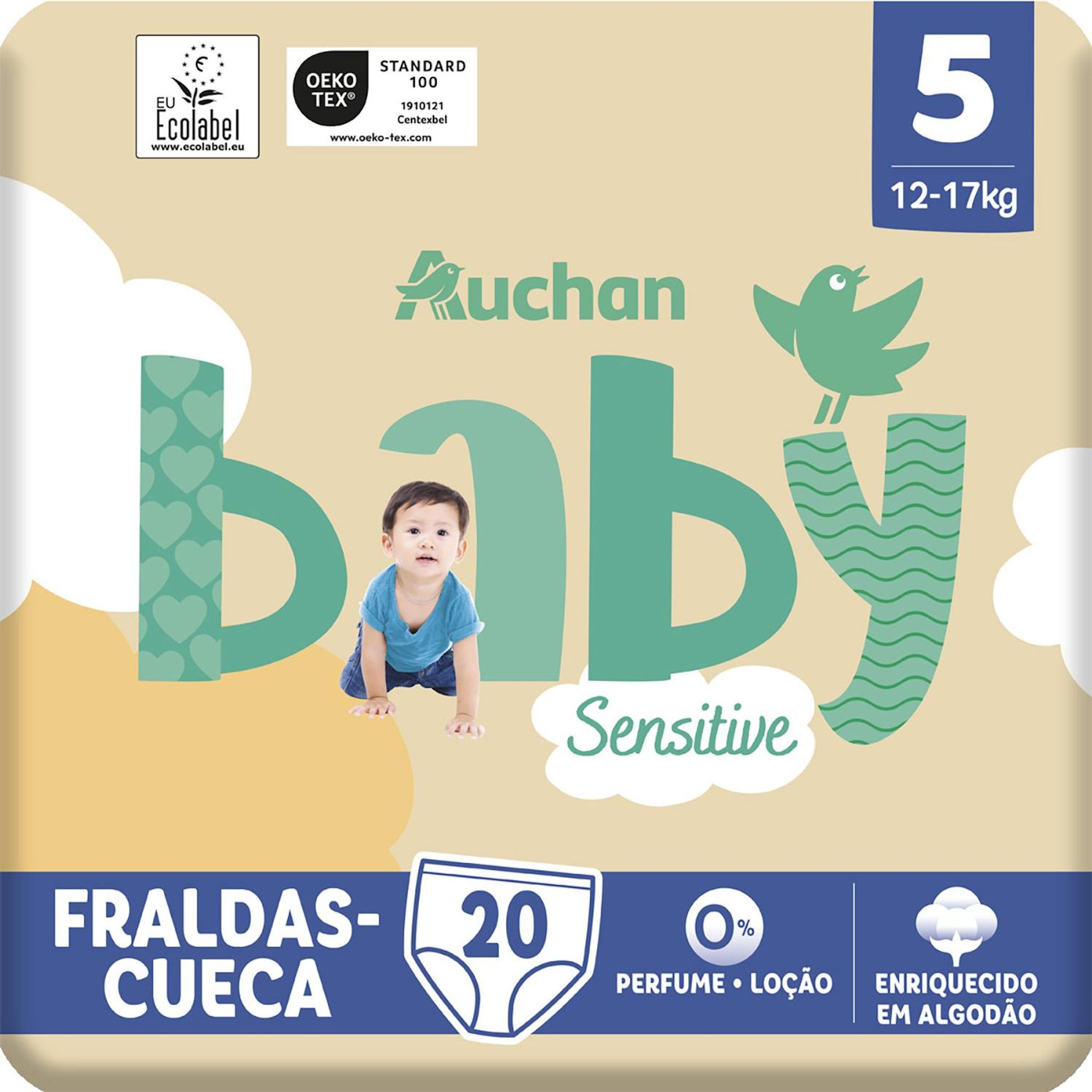 Voir la diapositive 10 : AUCHAN BABY Sensitive Culotte pour bébé taille 5 (12-17kg) 20 pièces
