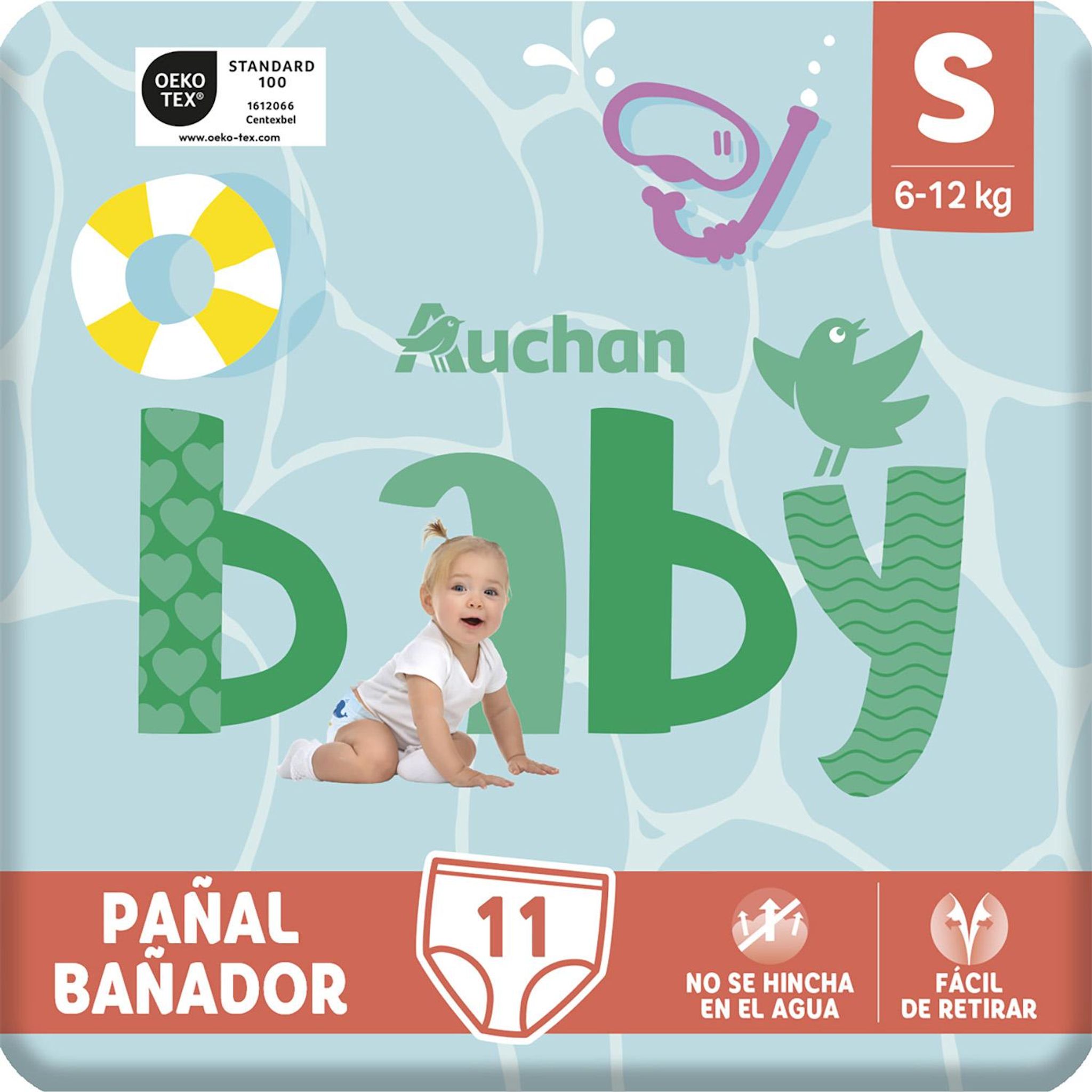 Voir la diapositive 7 : AUCHAN BABY Couches culottes de piscine taille S (6-12kg) 11 couches culottes