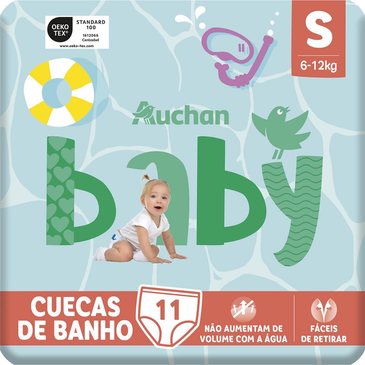 AUCHAN BABY Couches culottes de piscine taille S (6-12kg) 11 couches culottes