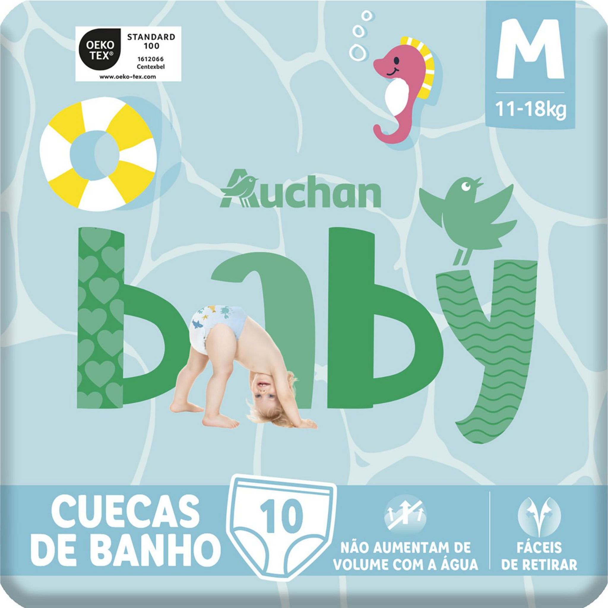 Voir la diapositive 3 : AUCHAN BABY Couches culottes de piscine taille M (11-18kg) 10 couches culottes