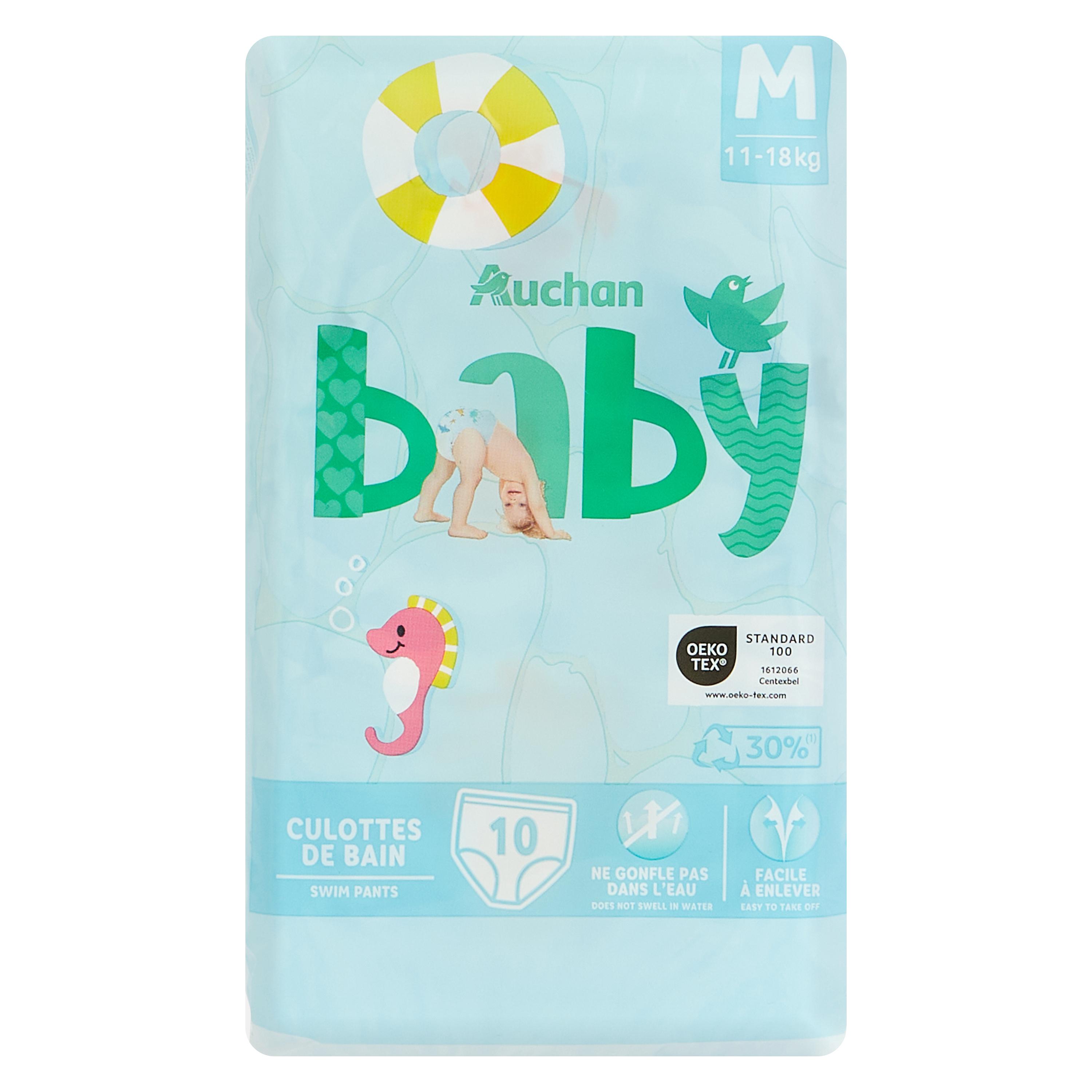 Voir la diapositive 9 : AUCHAN BABY Couches culottes de piscine taille M (11-18kg) 10 couches culottes