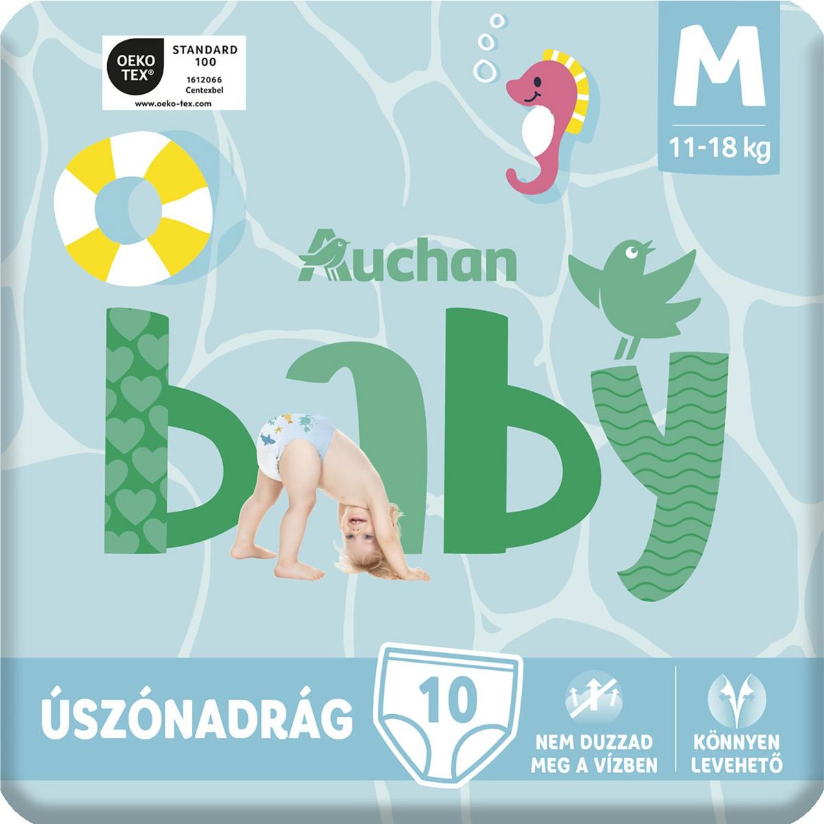 AUCHAN BABY Couches culottes de piscine taille M (11-18kg) 10 couches culottes