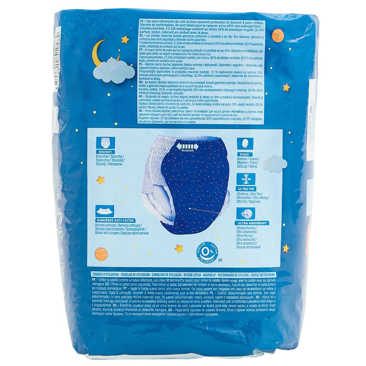 AUCHAN Couches culottes pyjama pants 4-7 ans (17-30kg) 15 couches