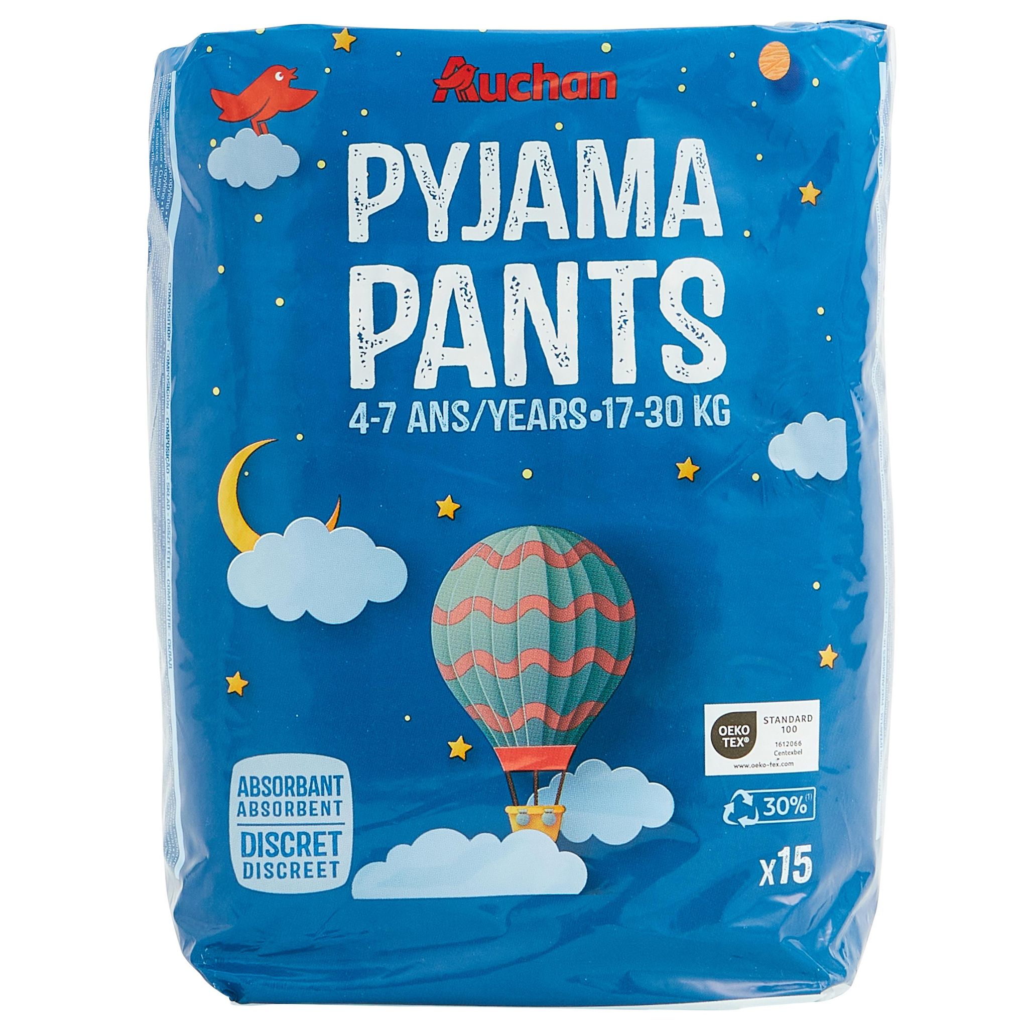 Voir la diapositive 3 : AUCHAN Couches culottes pyjama pants 4-7 ans (17-30kg) 15 couches