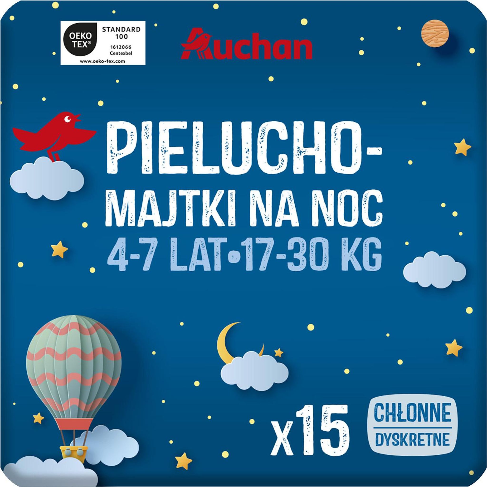 Voir la diapositive 8 : AUCHAN Couches culottes pyjama pants 4-7 ans (17-30kg) 15 couches
