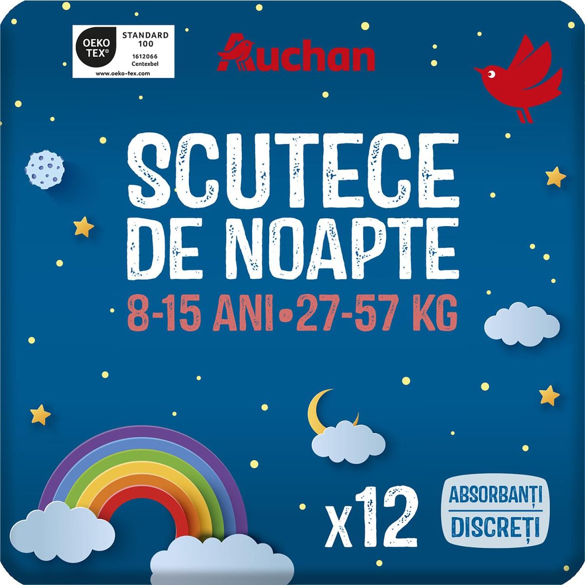 AUCHAN BABY Culottes nuit pyjama pants 8-15 ans (27-57kg) 12 pièces