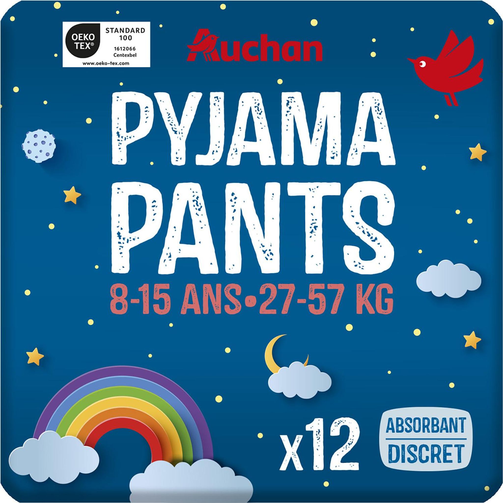 Voir la diapositive 6 : AUCHAN BABY Culottes nuit pyjama pants 8-15 ans (27-57kg) 12 pièces