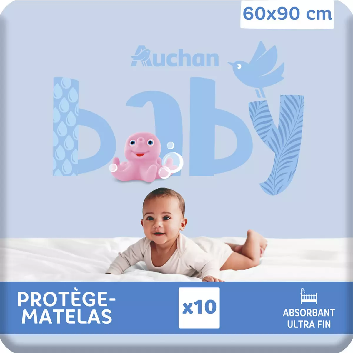 AUCHAN BABY Protège-matelas 60x90cm 10 pièces