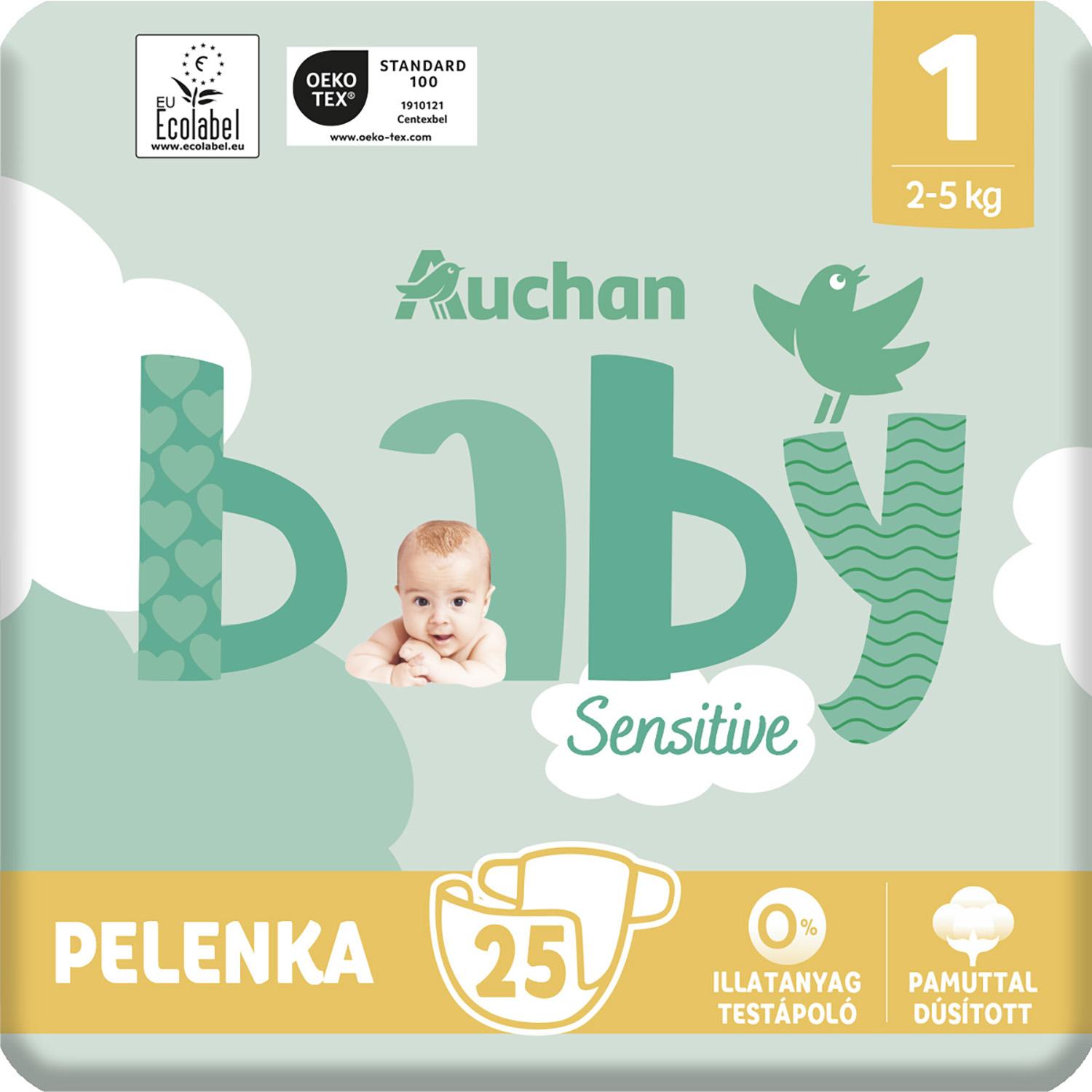 Voir la diapositive 6 : AUCHAN BABY Sensitive Couches taille 1 (2-5kg) 25 couches