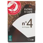 AUCHAN Filtres à café n°4 pour 8 à 12 tasses 80 filtres 147g