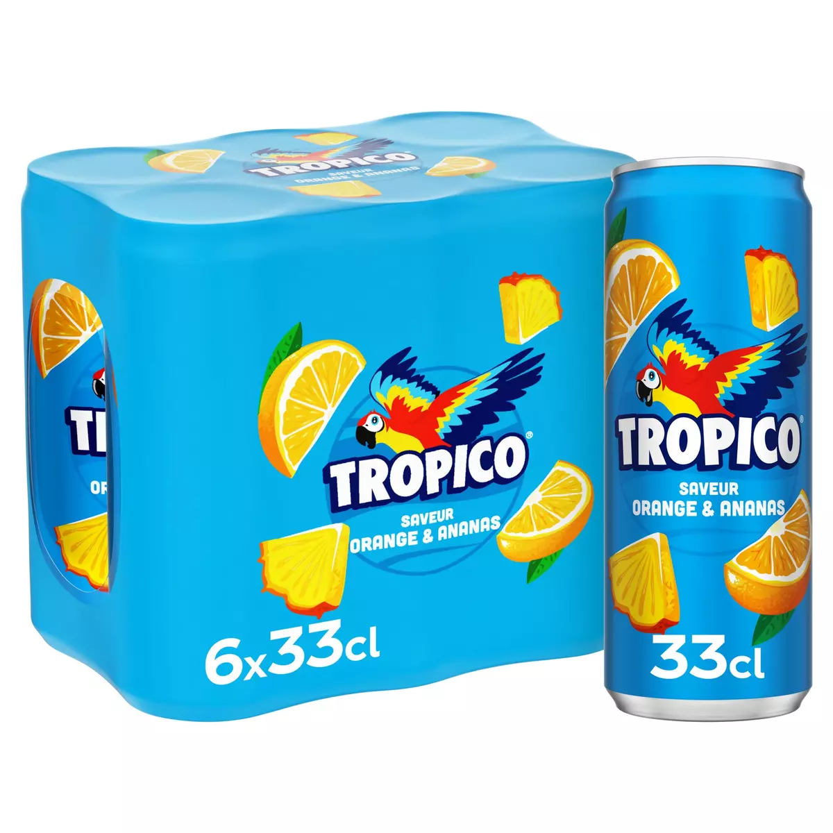 TROPICO Boisson aux fruits saveur orange ananas boîtes 6x33cl