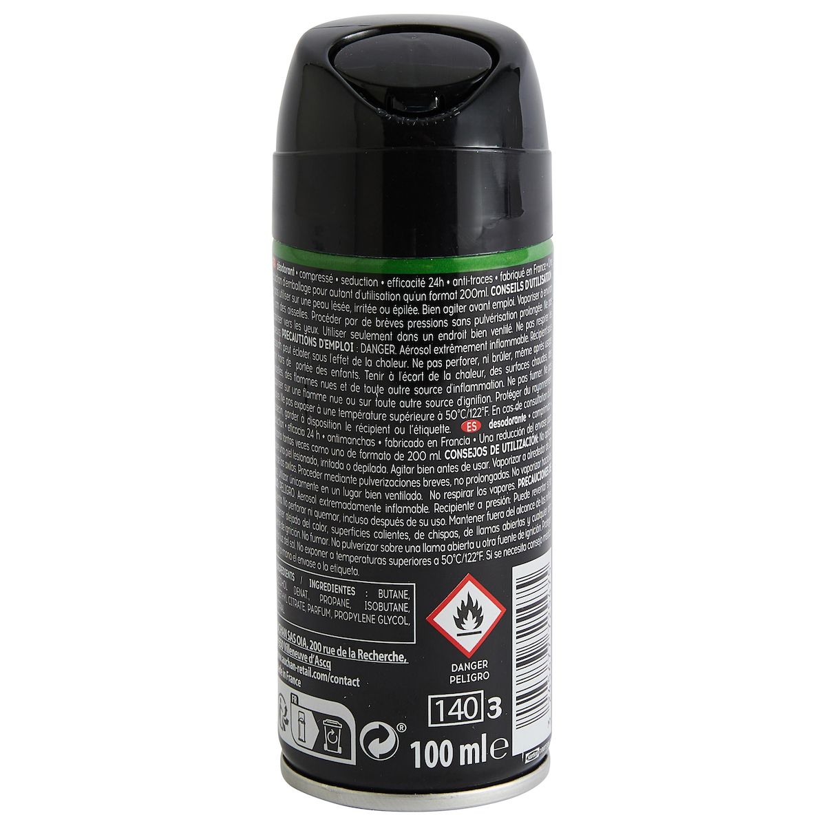 COSMIA MEN Déodorant spray compressé 24h homme séduction anti-traces 100ml