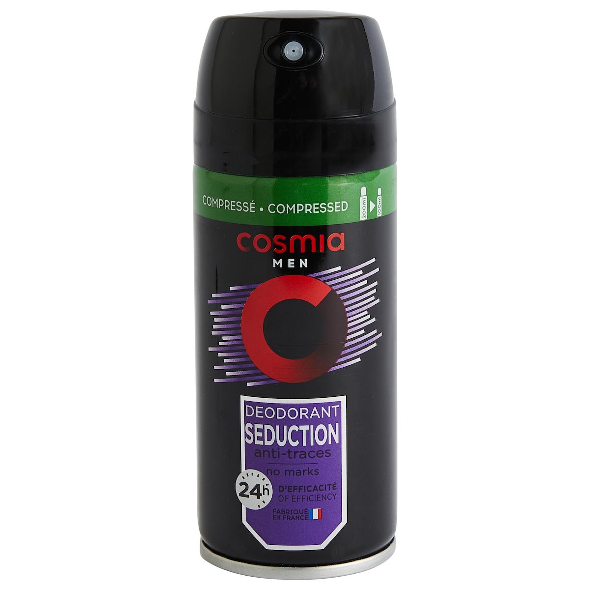 COSMIA MEN Déodorant spray compressé 24h homme séduction anti-traces 100ml