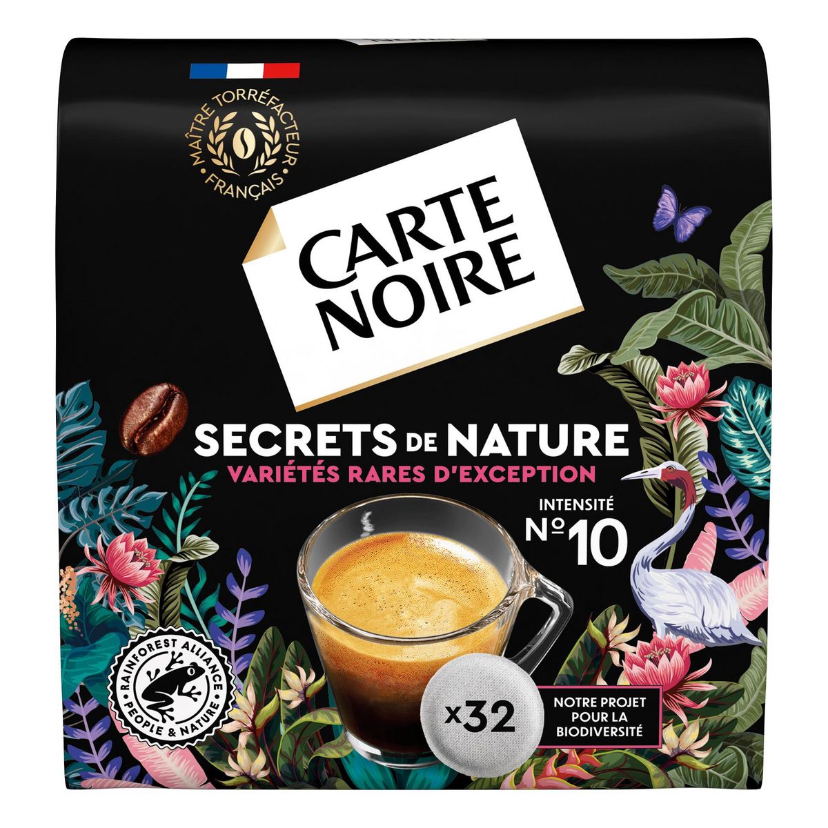CARTE NOIRE Café en dosettes souples Espresso secrets de nature intensité 10 compatibles machines Nespresso 32 dosettes 224g