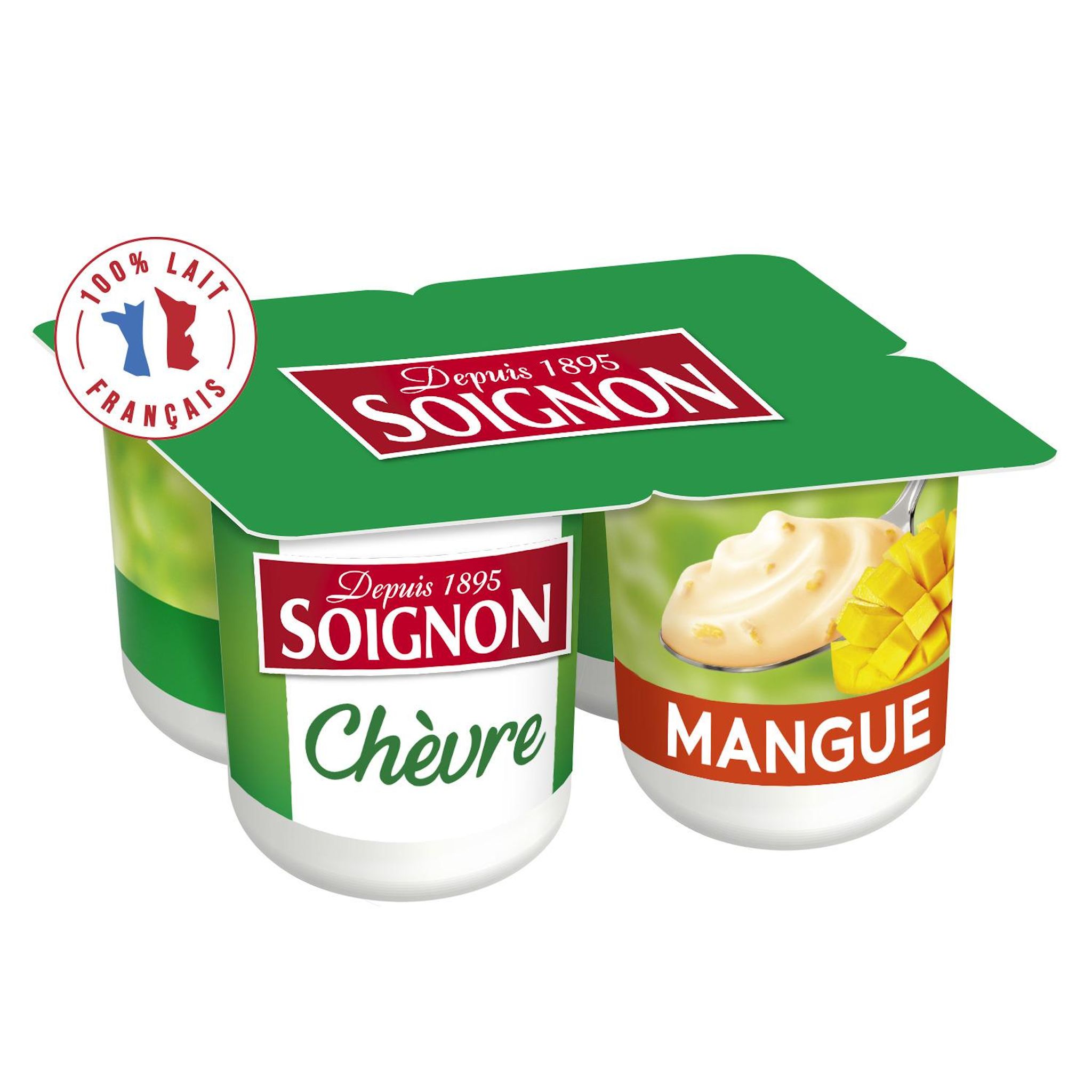 SOIGNON Yaourt au lait de chèvre à la mangue 4x125g