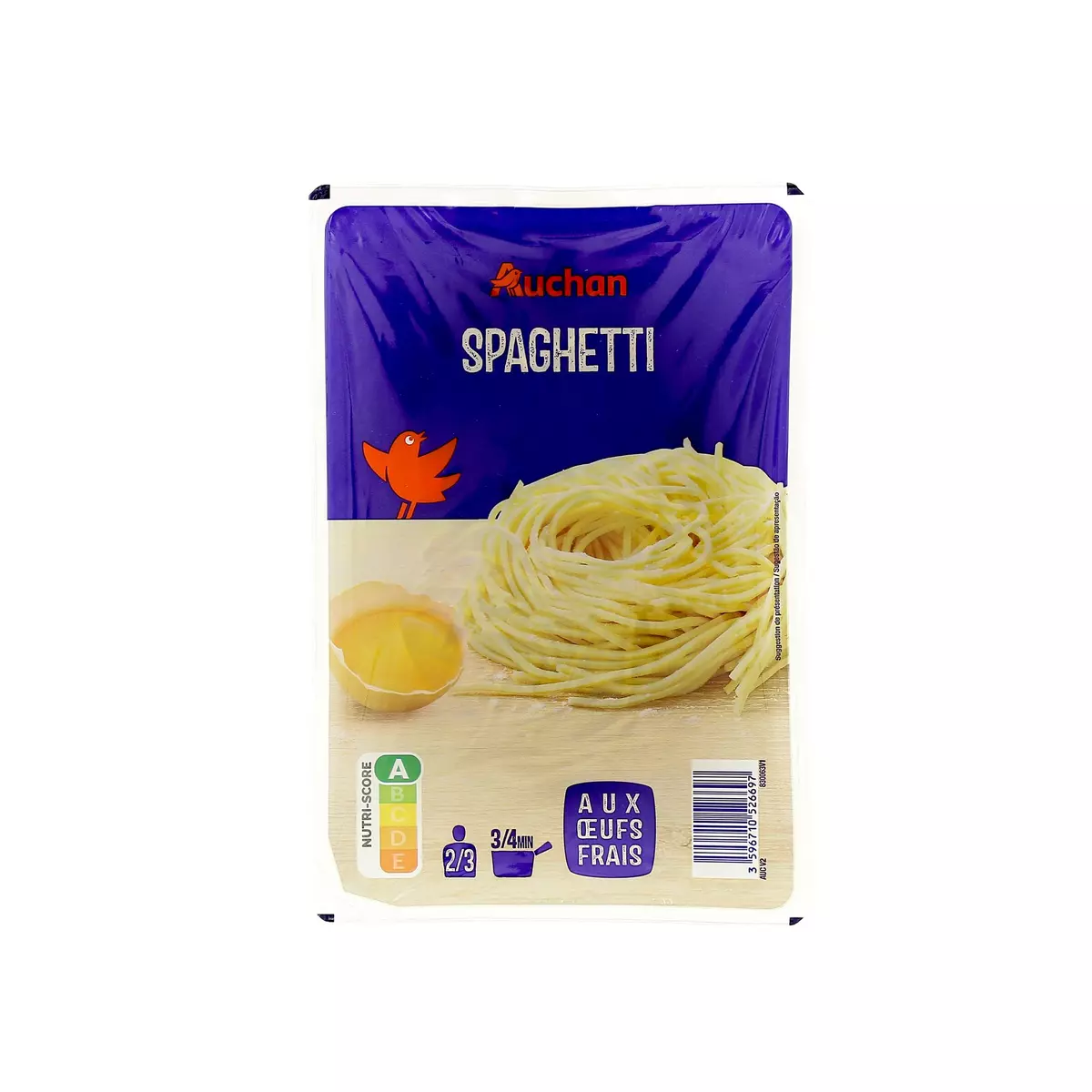 AUCHAN Spaghetti aux oeufs frais 2-3 portions 300g