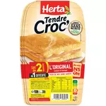 HERTA Tendre croc' l'original jambon et fromage sans croûte sans nitrite 4 pièces+2 offerts 600g