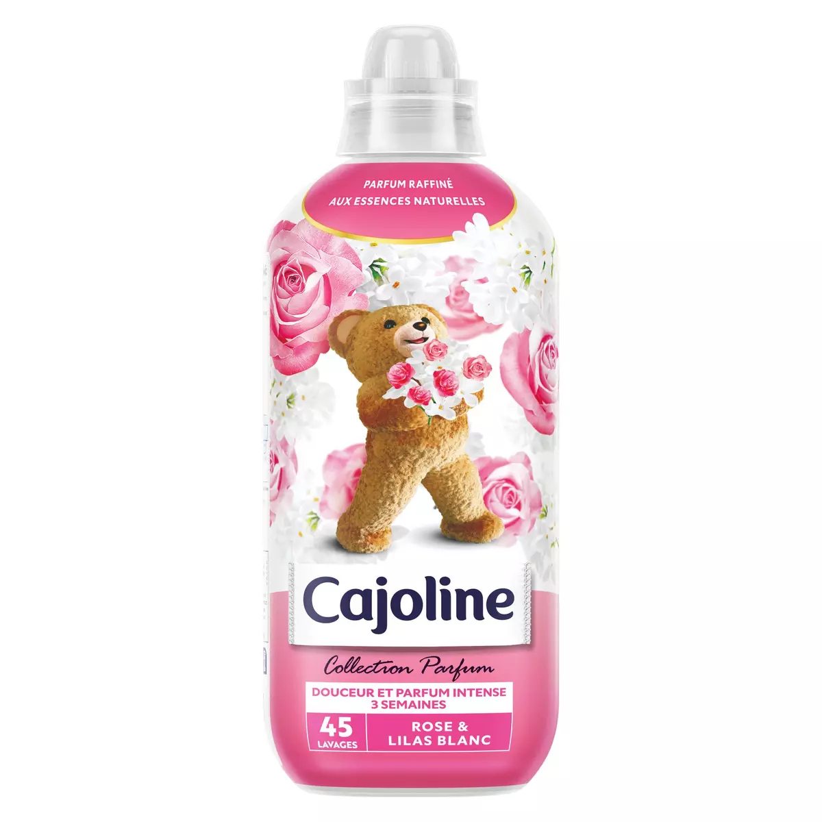 CAJOLINE Assouplissant liquide rose et lilas blanc 45 lavages 1,125l