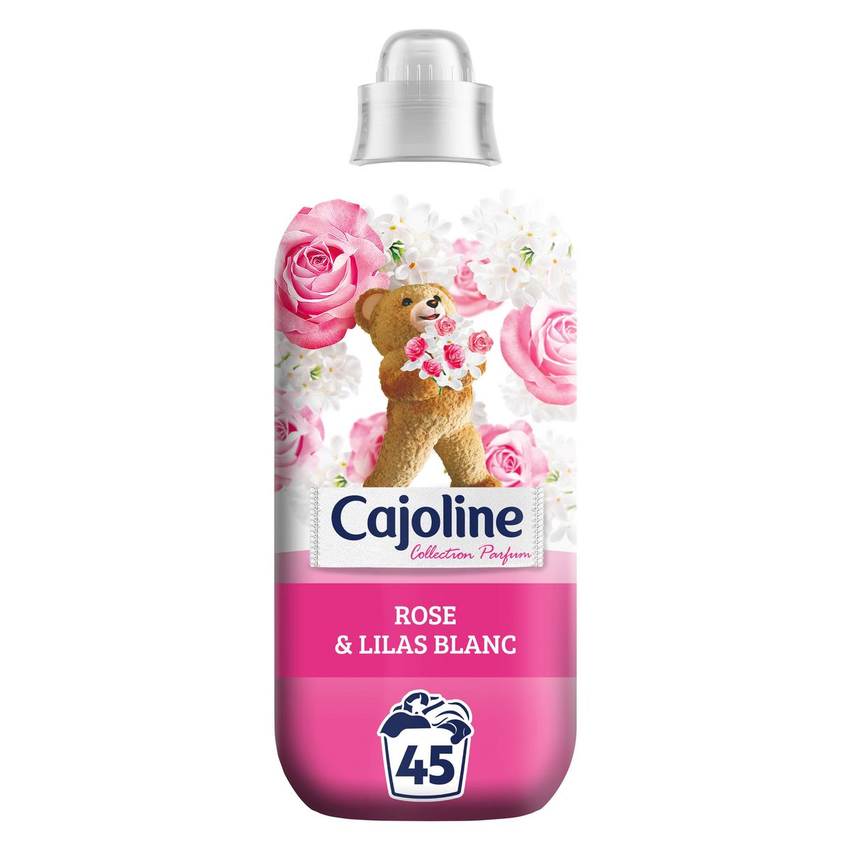 CAJOLINE Assouplissant liquide rose et lilas blanc 45 lavages 1,125l