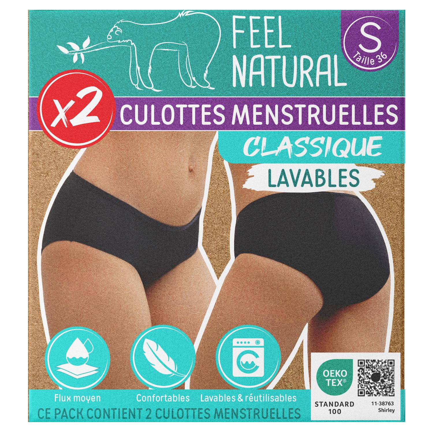 FEEL NATURAL Culottes menstruelles lavables classique taille S 2 culottes