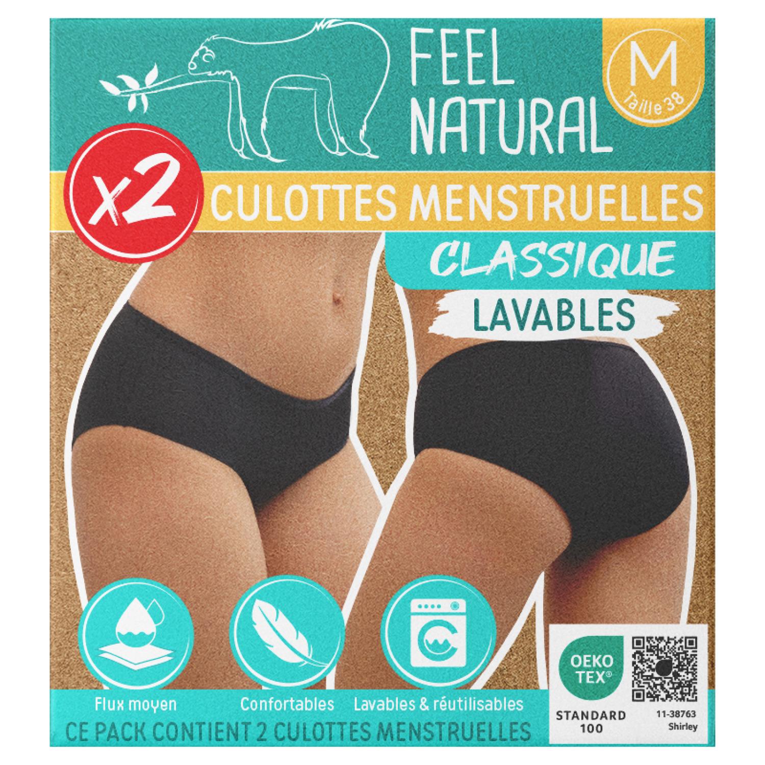 FEEL NATURAL Culottes menstruelles lavables classique taille M 2 culottes