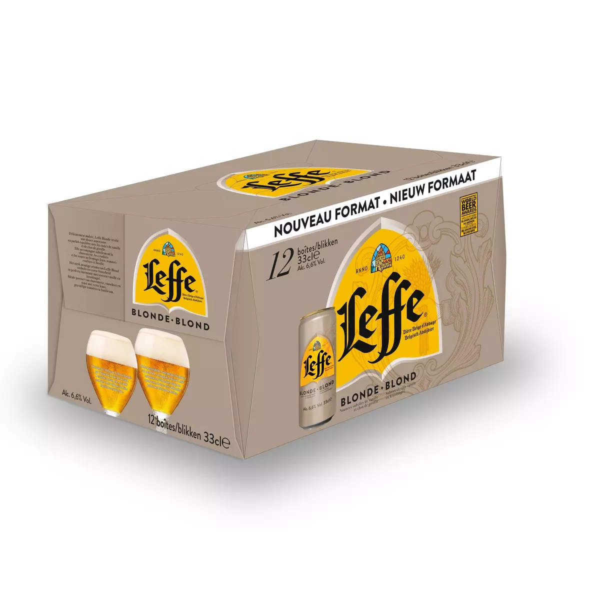 LEFFE Bière blonde 6.6% boîte 12x33cl