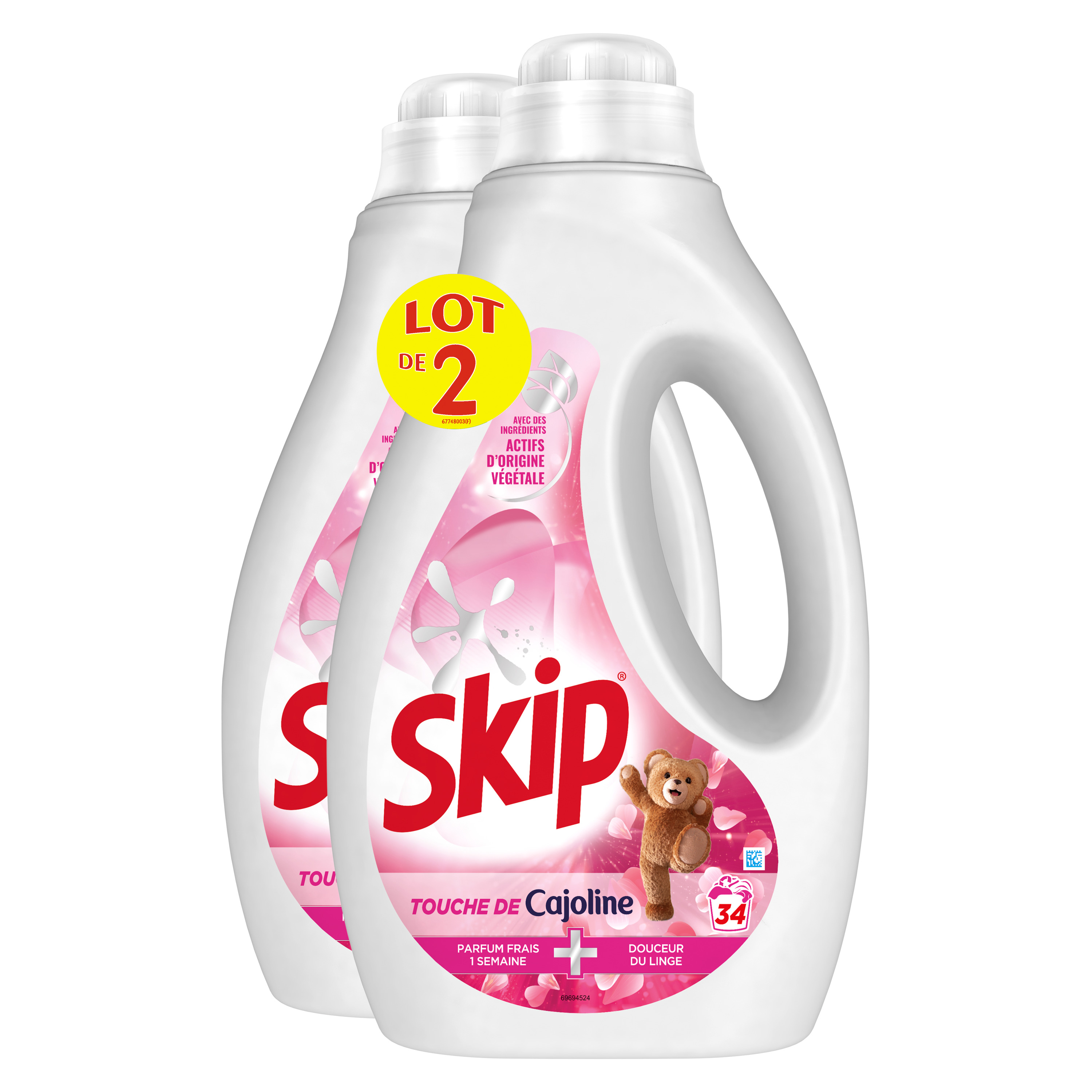 Voir la diapositive 2 : SKIP Lessive liquide touche de Cajoline 68 lavages 2x1,53l