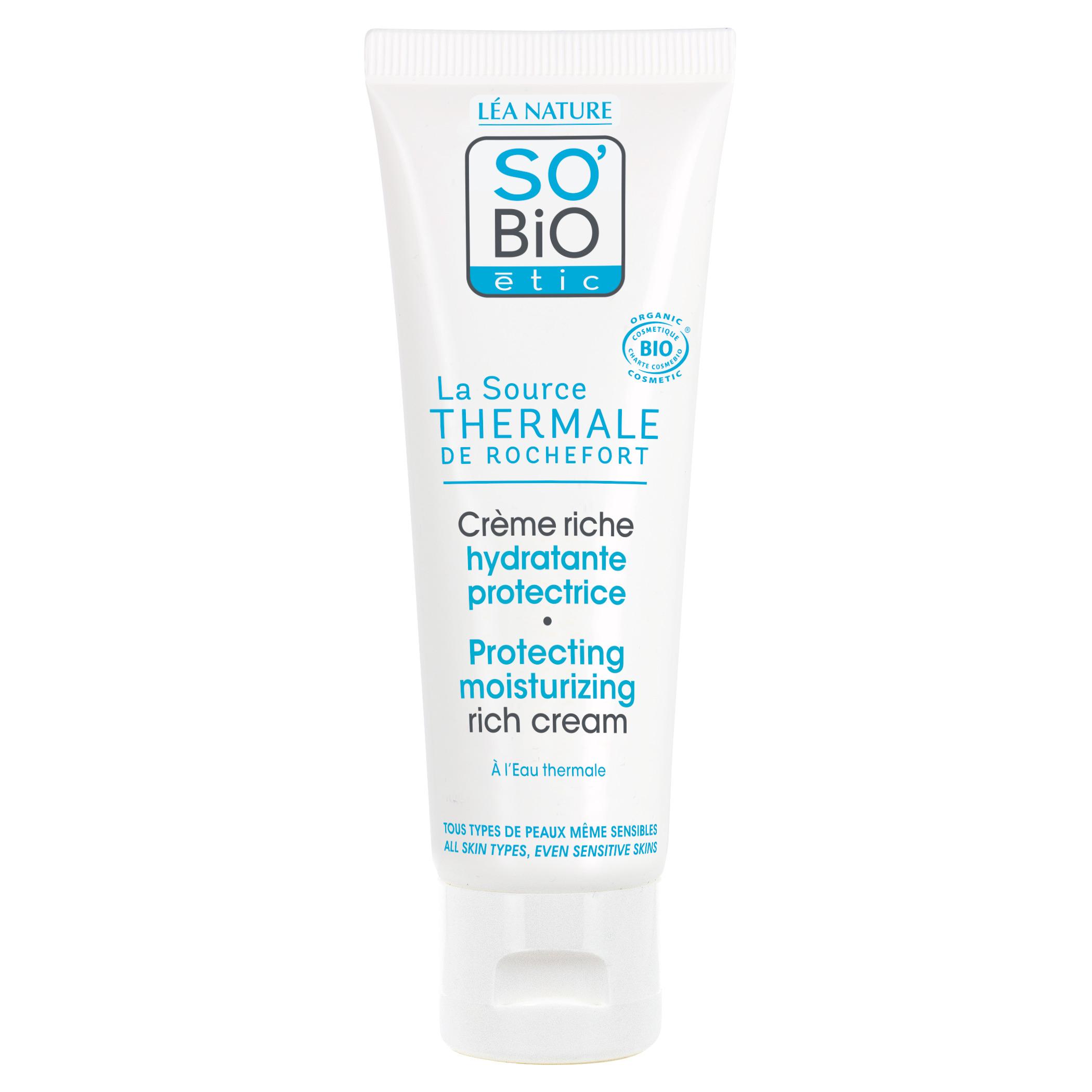 Voir la diapositive 2 : SO BIO ETIC Crème riche hydratante protectrice à l'eau thermale tous types de peaux 50ml