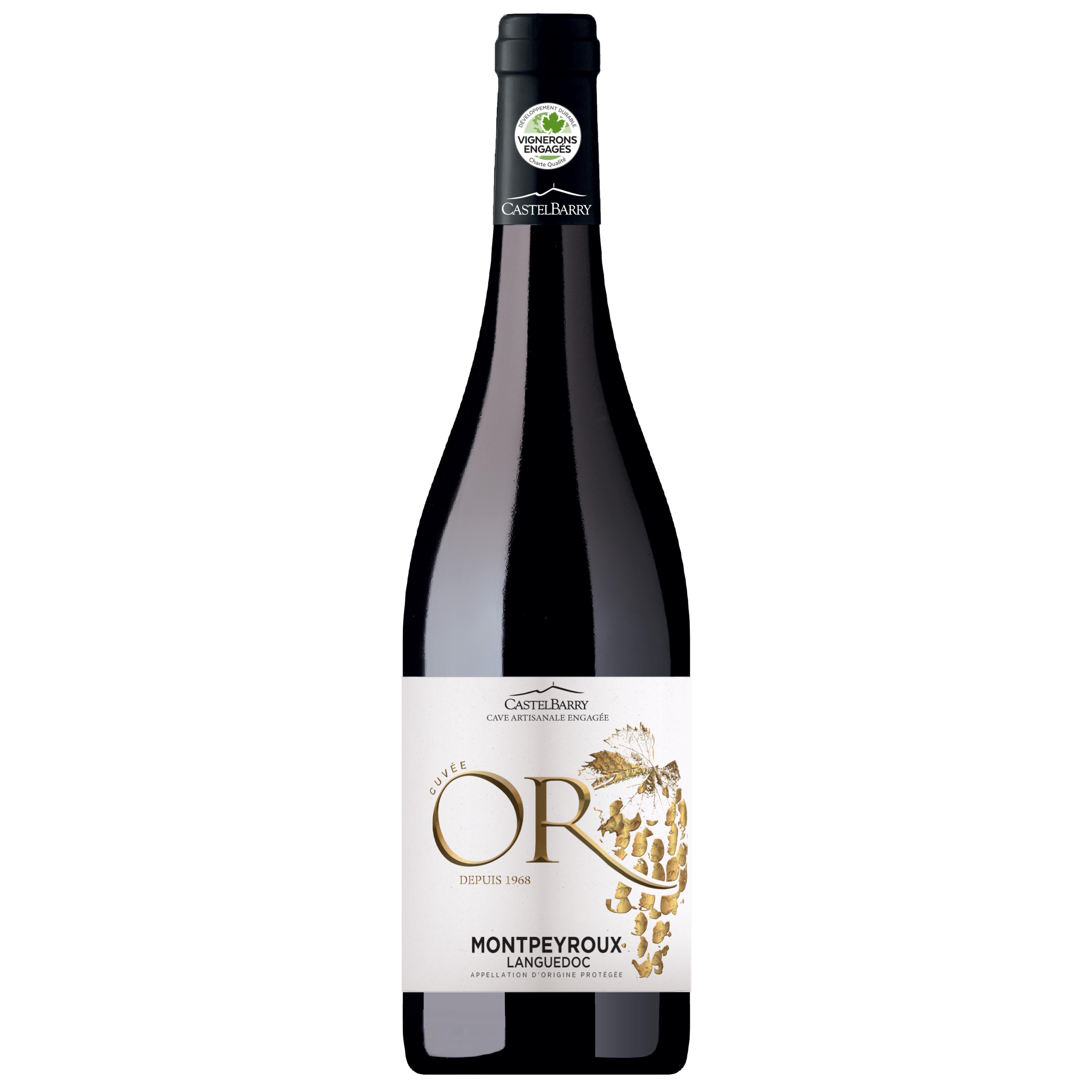 Voir la diapositive 2 : Vin rouge AOP Languedoc Montpeyroux Cuvée Or 75cl