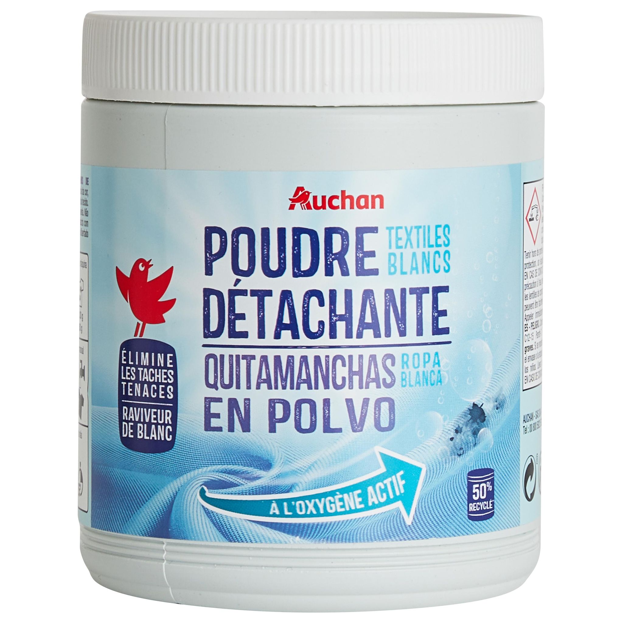 Voir la diapositive 2 : AUCHAN Poudre détachante textiles blancs 1kg