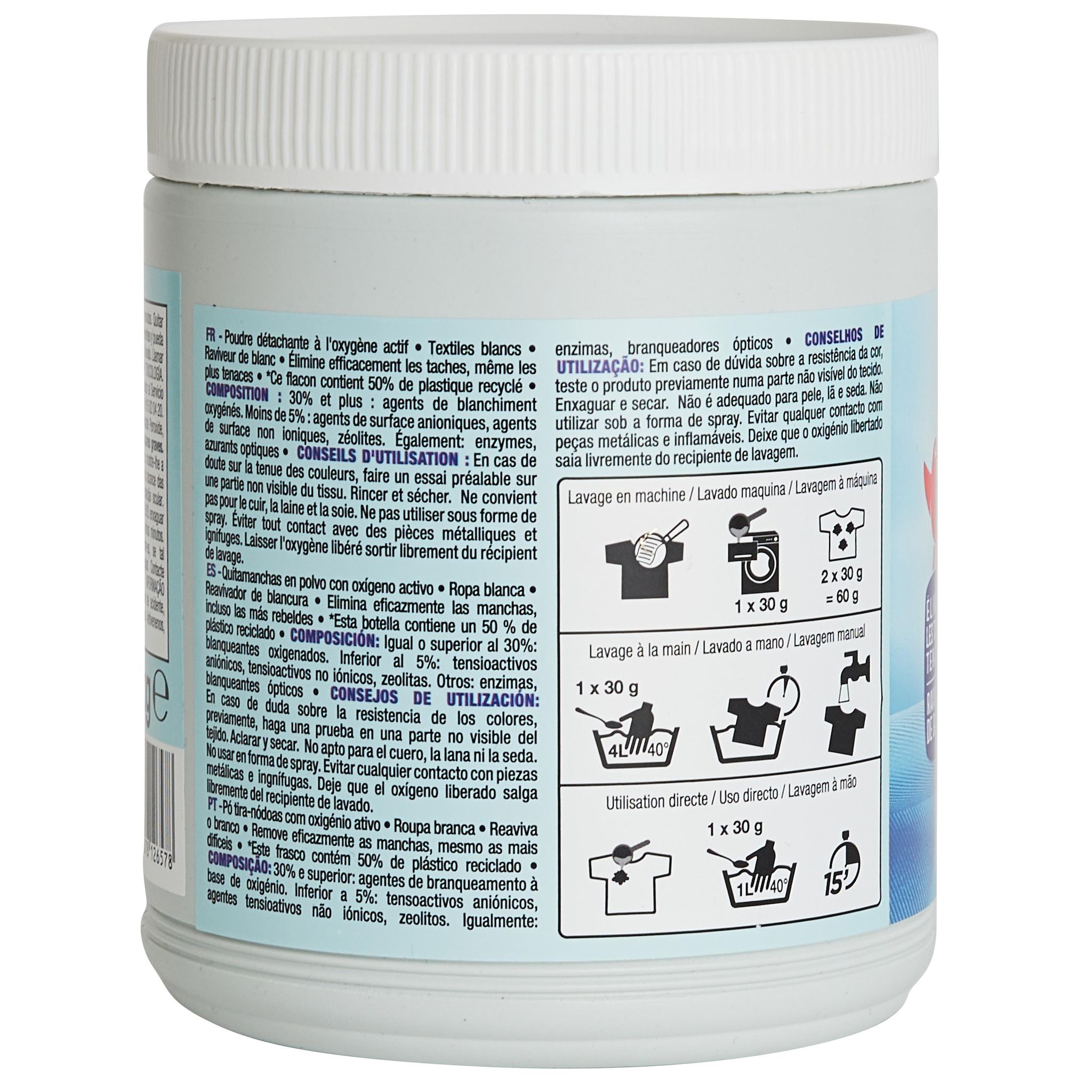 Voir la diapositive 3 : AUCHAN Poudre détachante textiles blancs 1kg