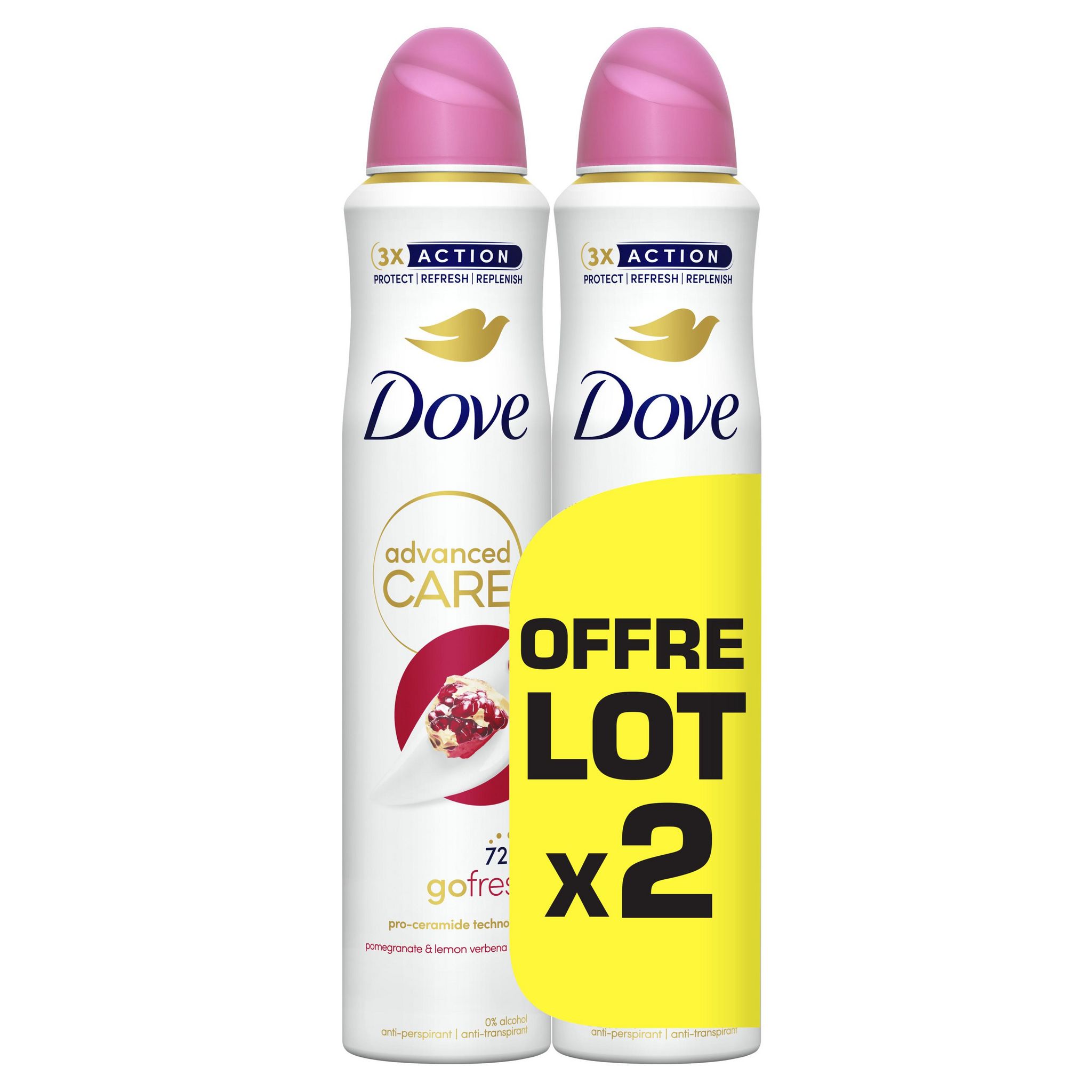 DOVE Advanced care déodorant grenade citron 2x200ml