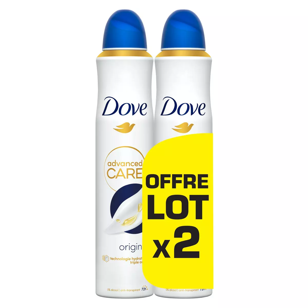 DOVE Déodorant spray 72h original 2x200ml