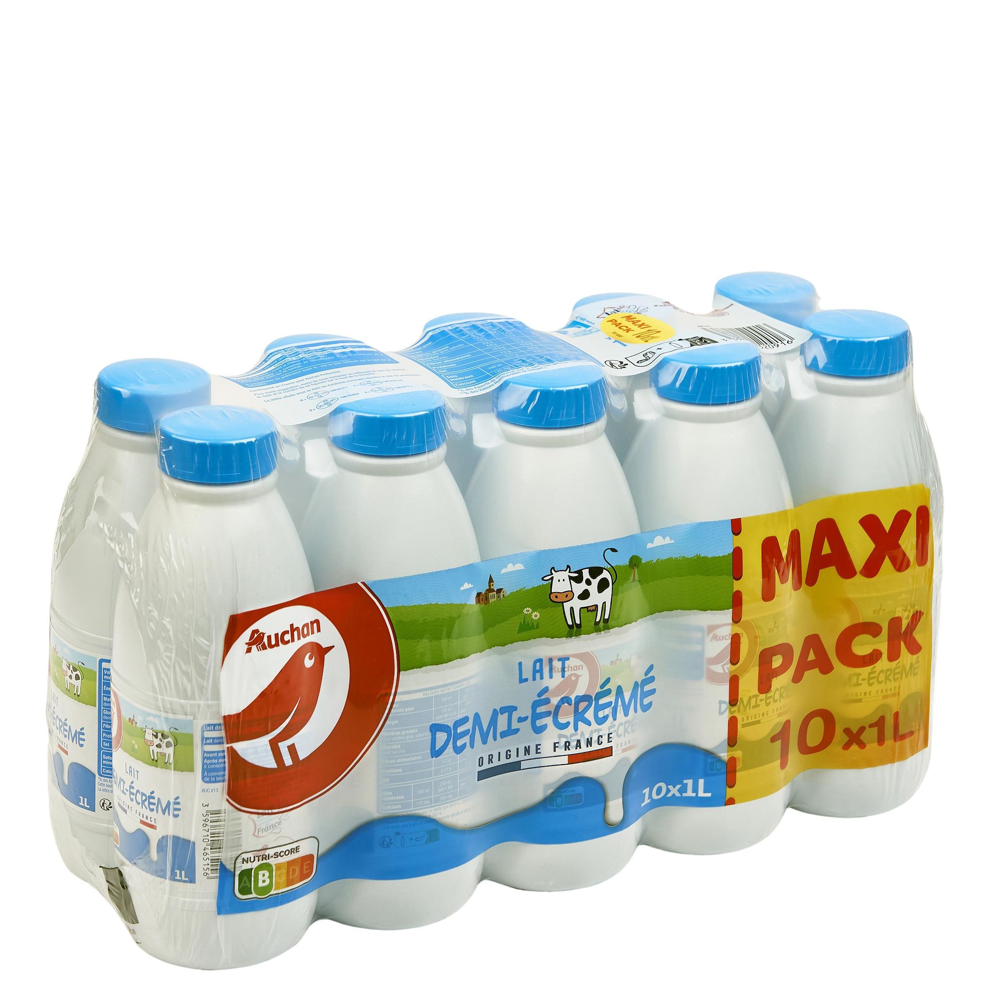 Voir la diapositive 3 : AUCHAN Lait demi-écrémé 10x1l
