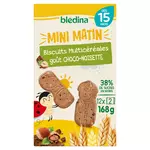 BLEDINA Mini matin biscuits multicéréales goût choco-noisette dès 15 mois 12x2 pièces 168g