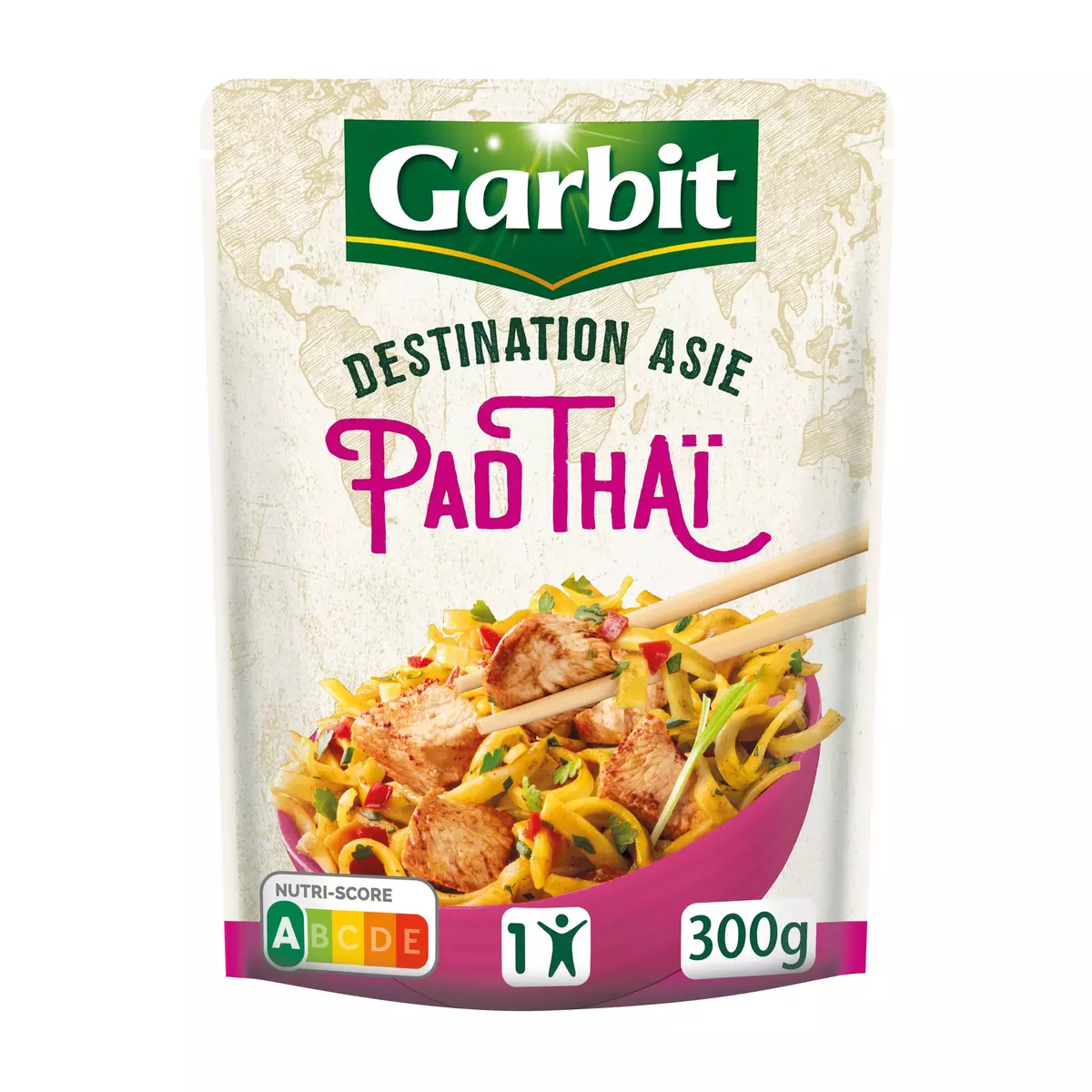 GARBIT Pad Thaï nouilles poulet Destination Asie sachet express 1 personne 300g