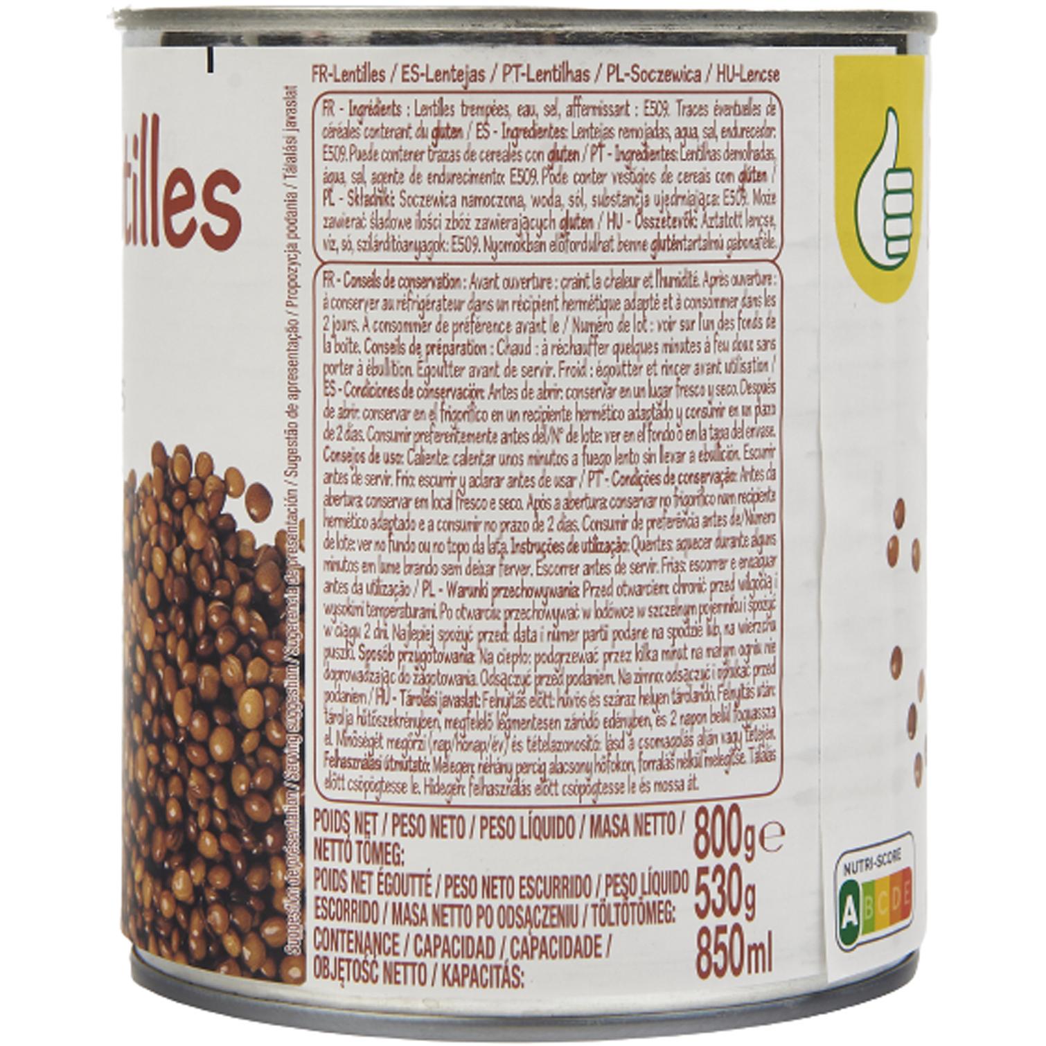 Voir la diapositive 4 : POUCE Lentilles 530g