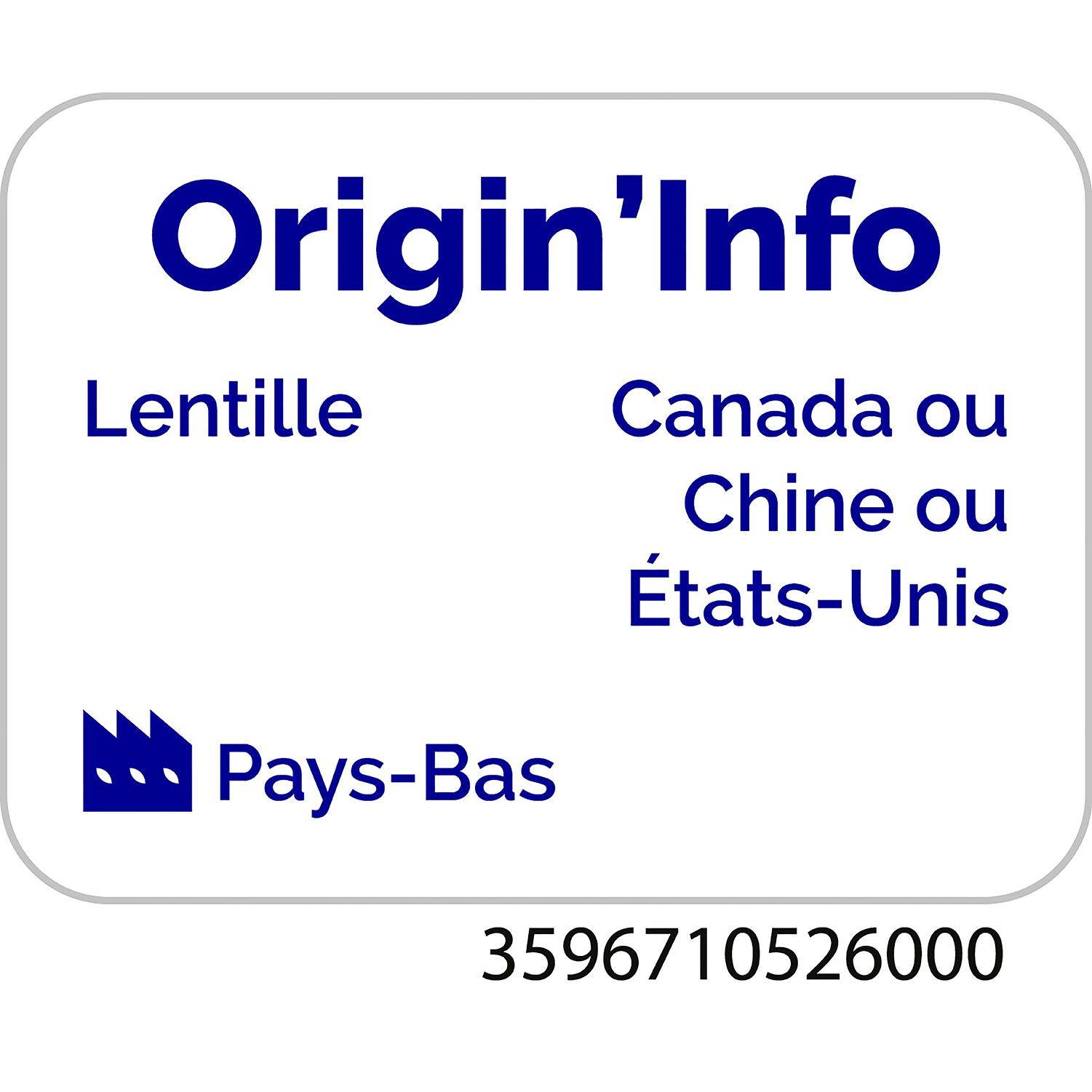 Voir la diapositive 5 : POUCE Lentilles 530g