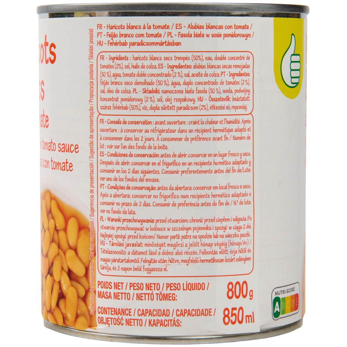 POUCE Haricots blancs à la tomate 800g