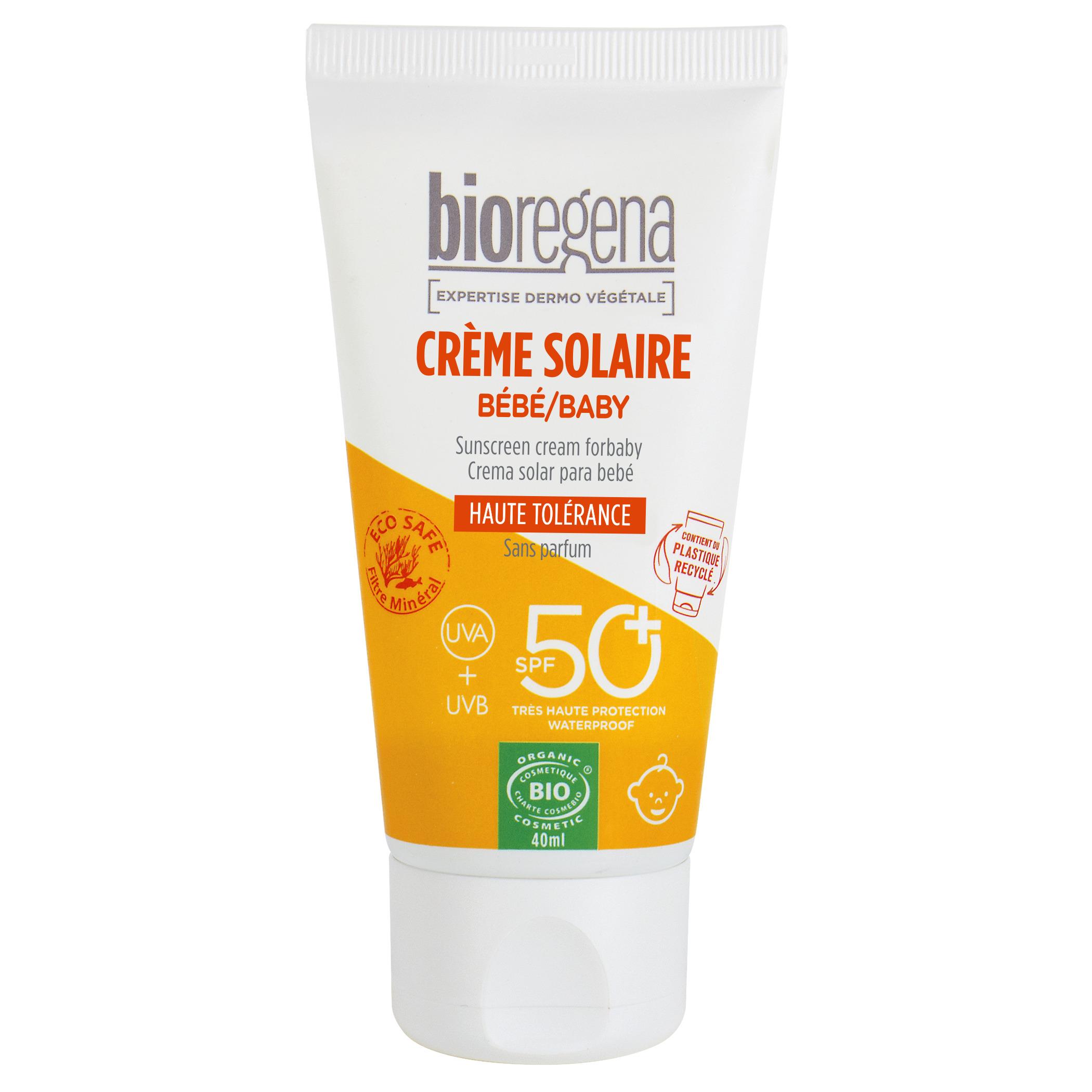 Voir la diapositive 2 : BIOREGENA Crème solaire hypoallergénique SPF50+ pour bébé bio 40ml