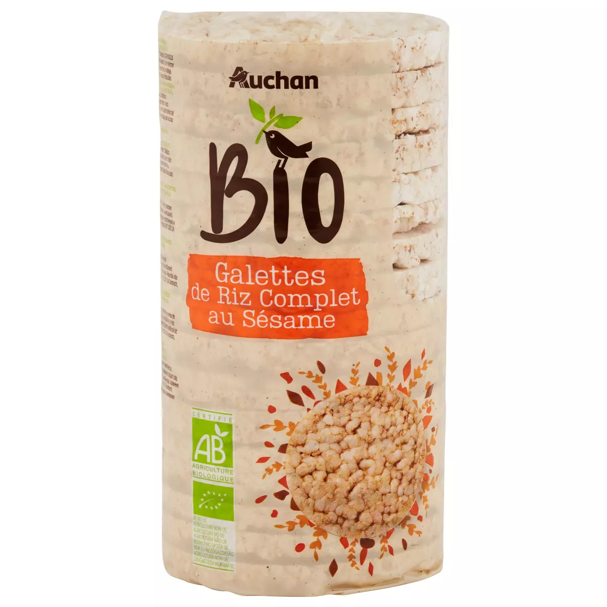AUCHAN BIO Galettes de riz complet au sésame  130g