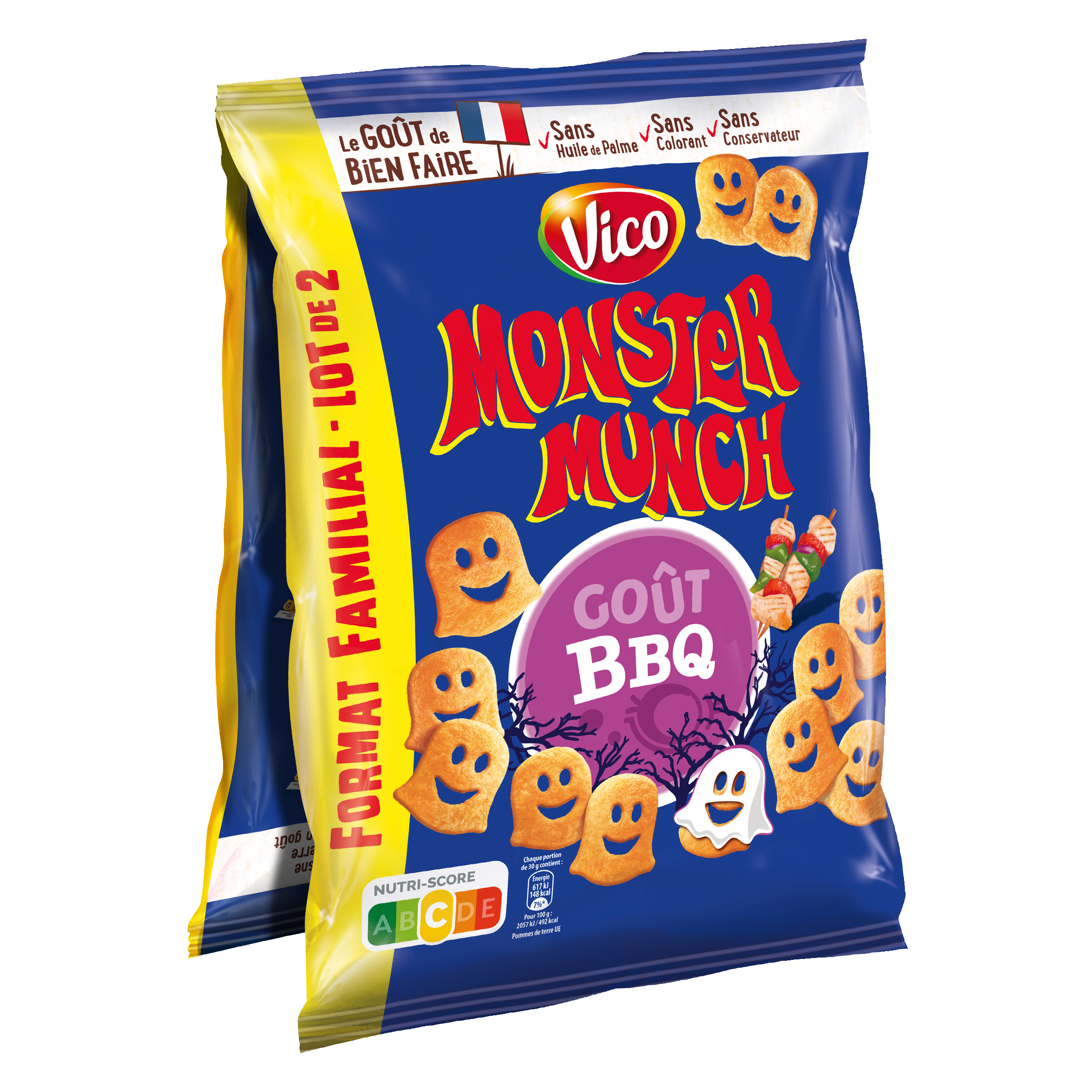 MONSTER MUNCH Biscuits soufflés goût barbecue 2x135g