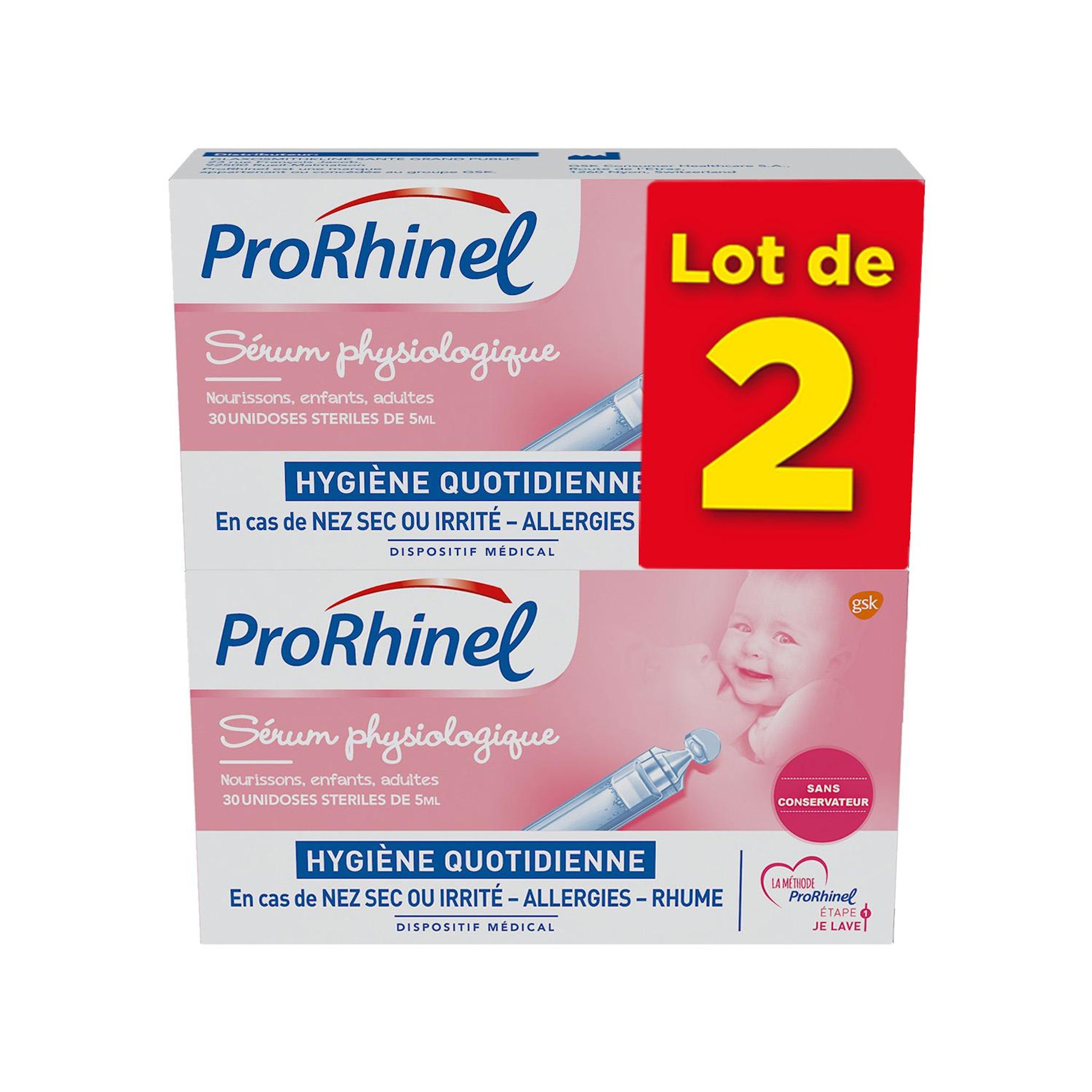 PRORHINEL Sérum physiologique 60X5 ML LOT X2