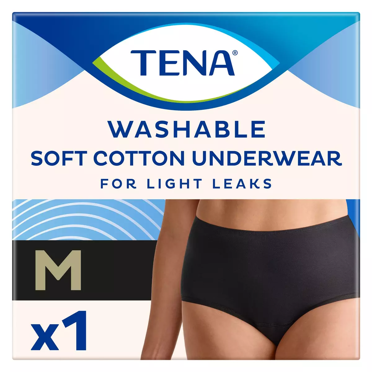 TENA Sous-vêtement noir lavable en coton doux taille M x1