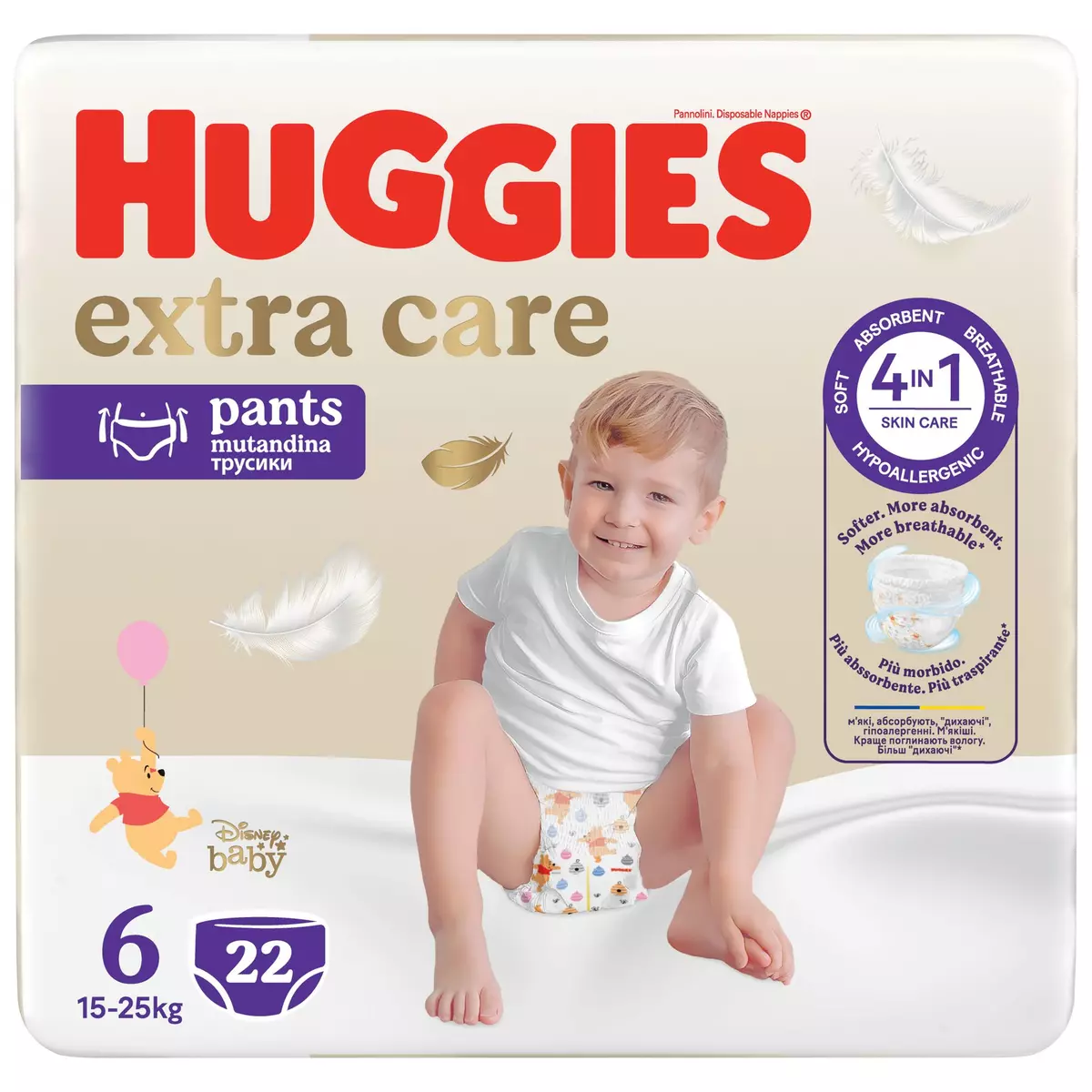 HUGGIES Extra care Couches culottes taille 6 (15-25kg) 22 pièces