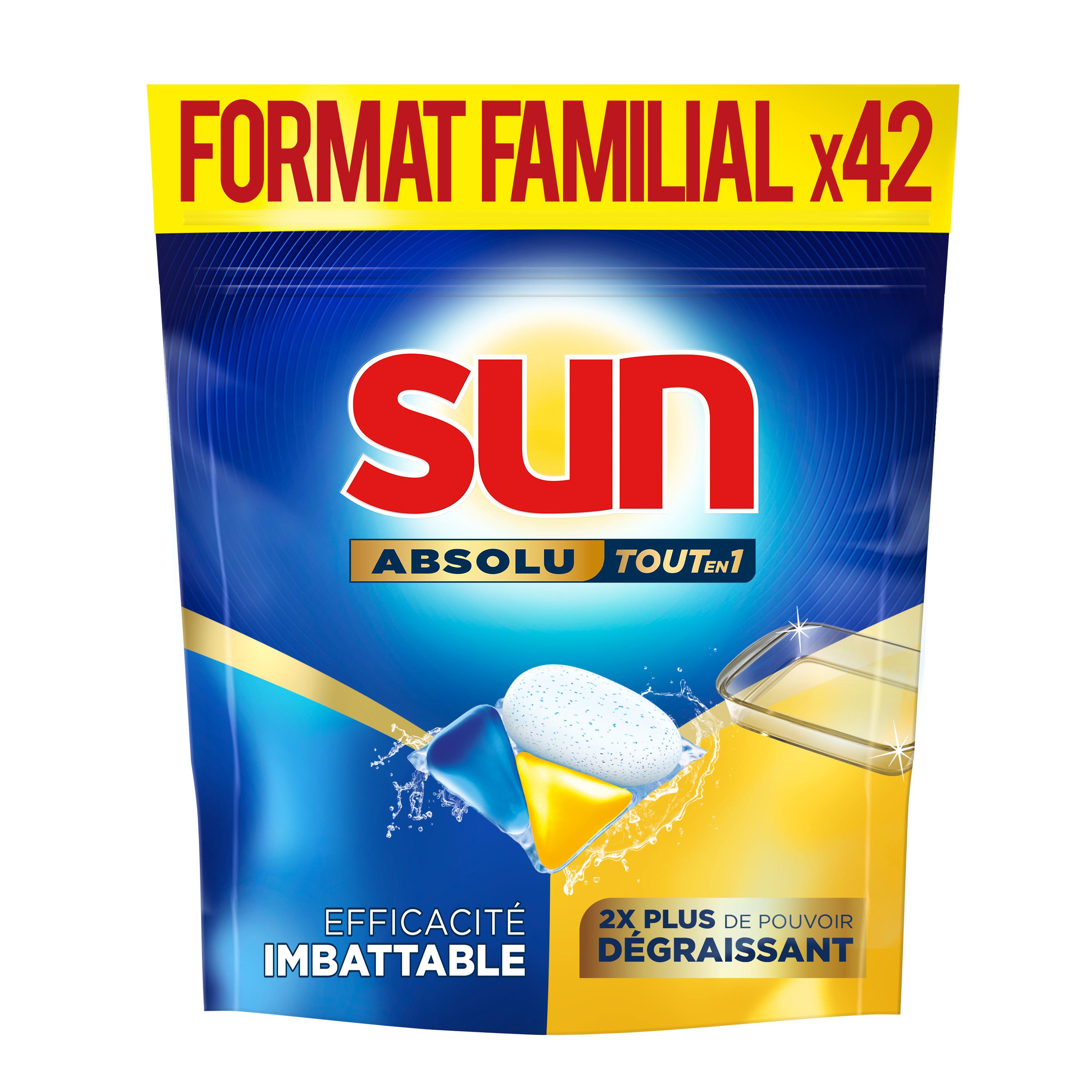 Voir la diapositive 2 : SUN Absolu Tout en 1 Capsules lave-vaisselle 42 lavages 630g