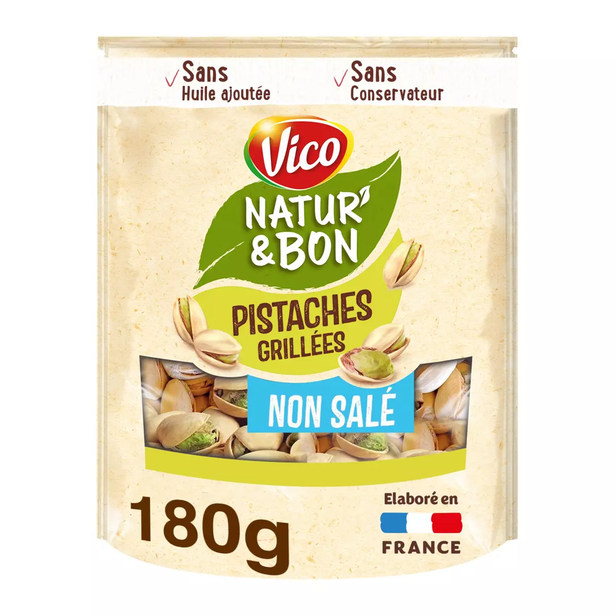 VICO Pistaches grillées non salées Natur'& Bon 180g