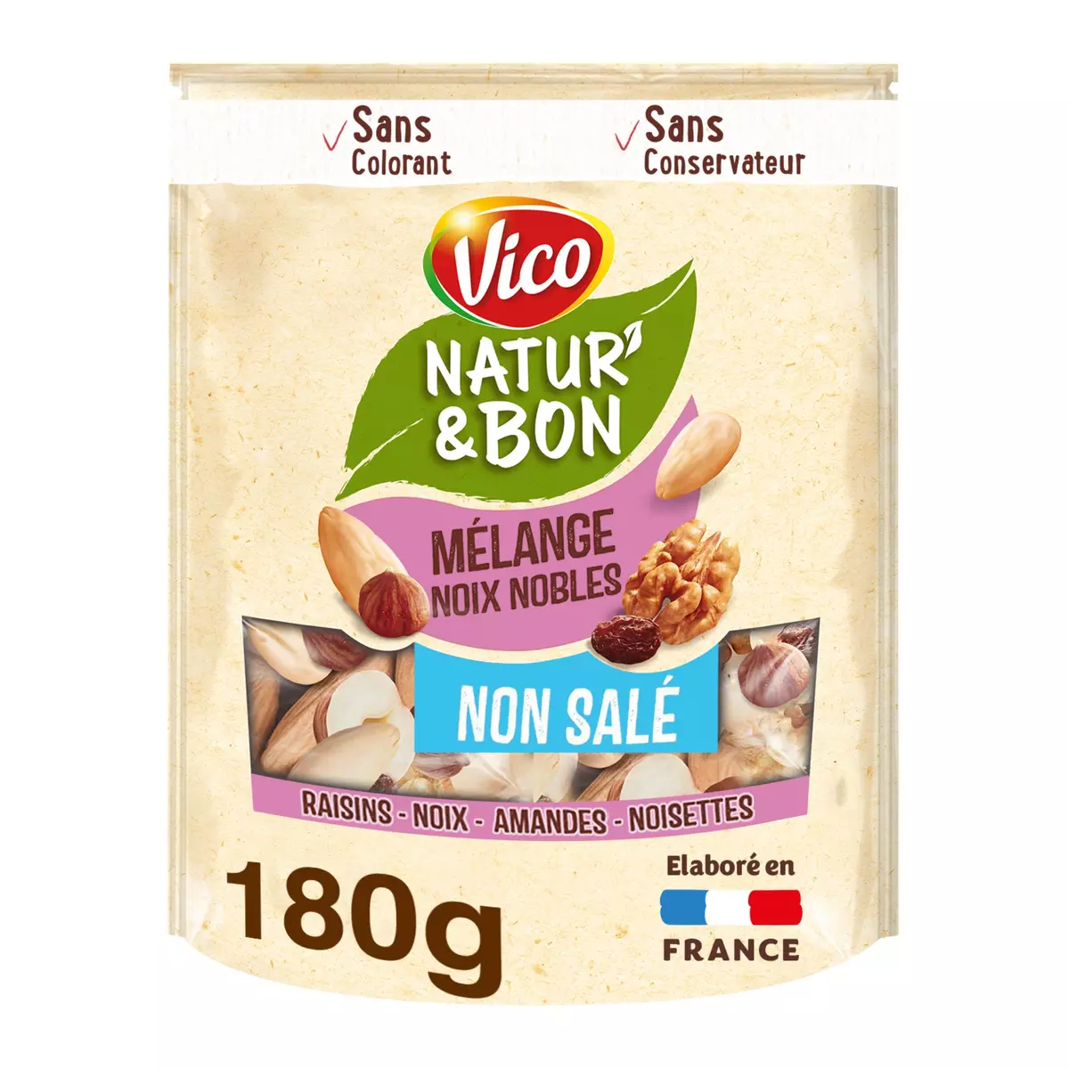 VICO Mélange non salé raisins et noix nobles Natur' & Bon  180g