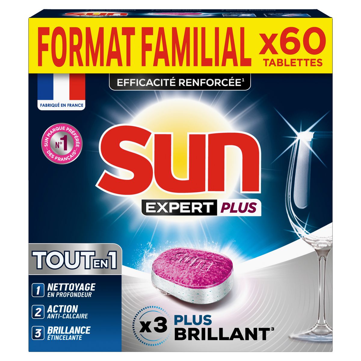 SUN Expert Plus Tout en 1 tablette lave-vaisselle 60 tablettes