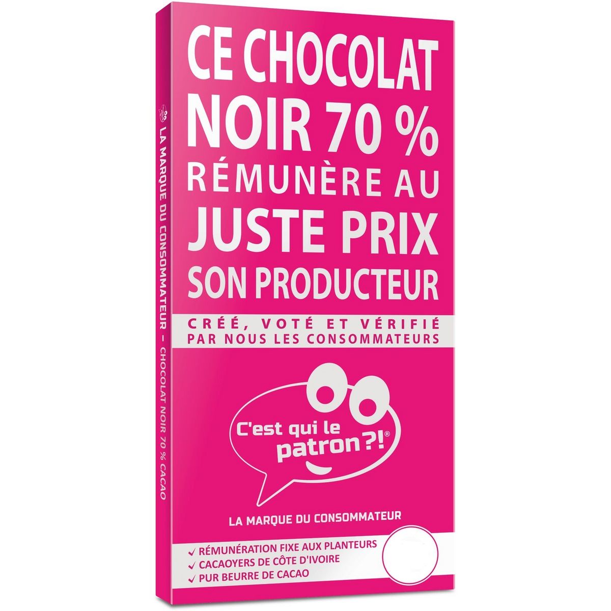 C'EST QUI LE PATRON ?! Tablette de chocolat noir 70% cacao 90g